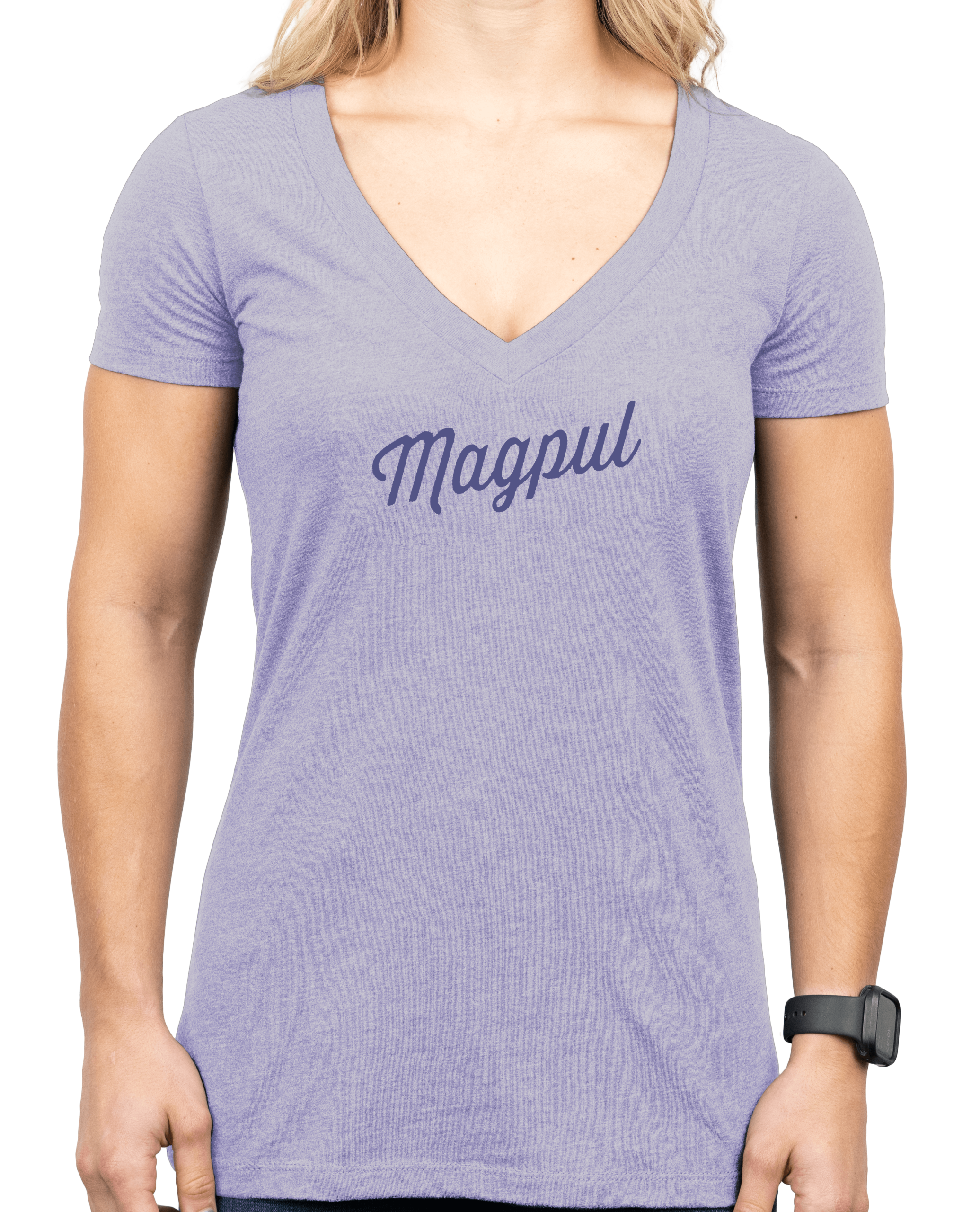 Magpul Industries Rover Script Women's Orchid Heather Short Sleeve V-Neck T-Shirt - XL