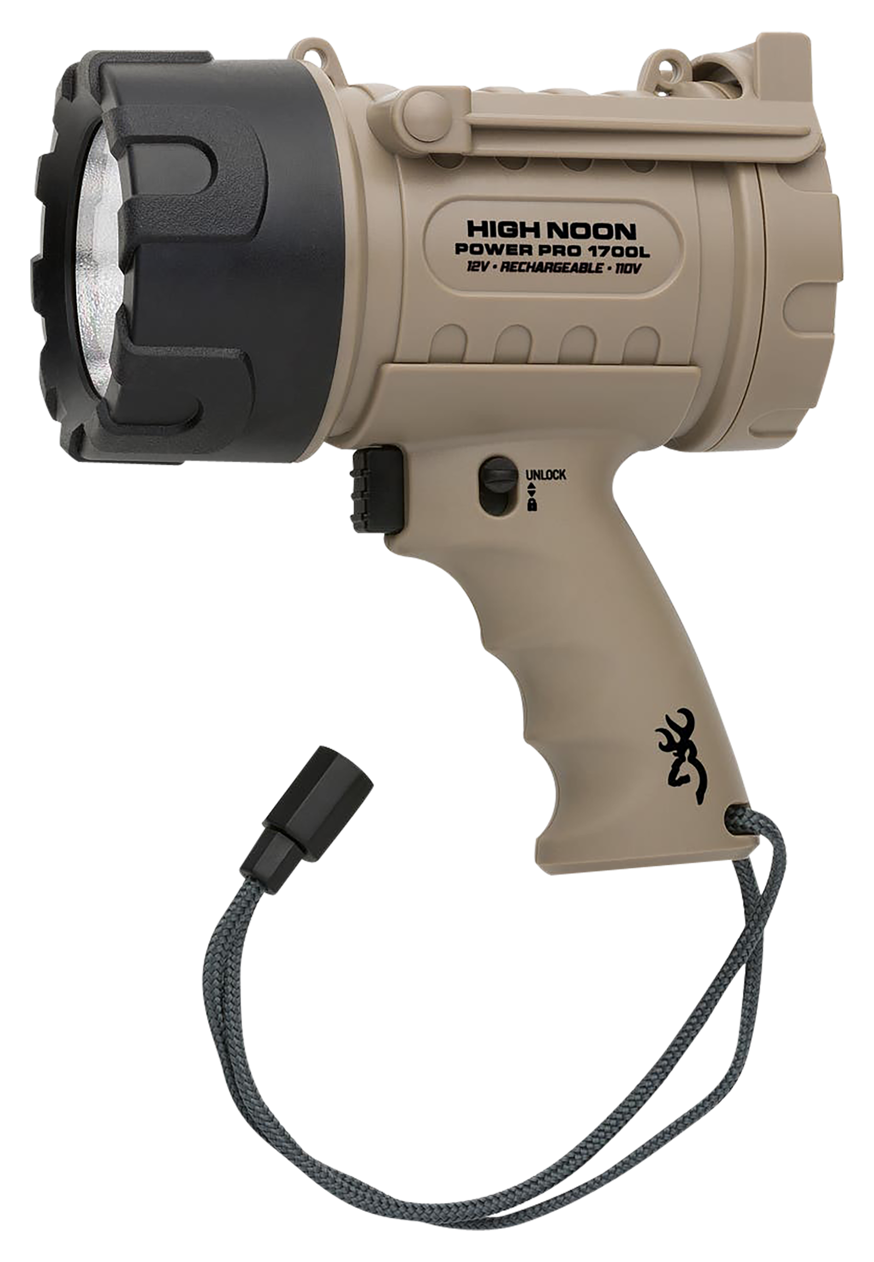 Browning High Noon Power Pro 1700 Lumen USB/12V Rechargeable LED Spotlight - Tan