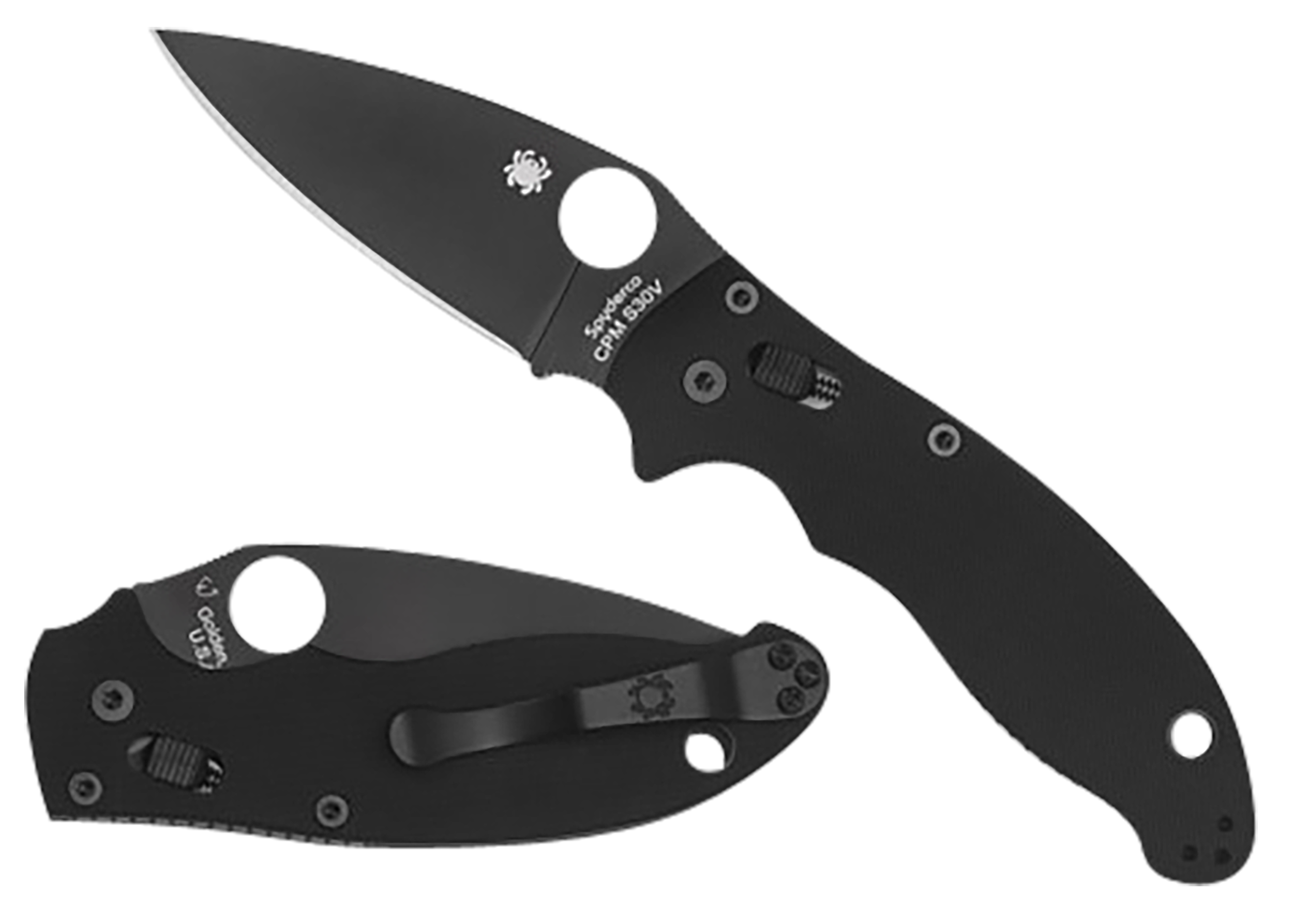 Spyderco Manix 2 3.37" Plain Edge Black DLC CPM S30V G10 Folding Knife