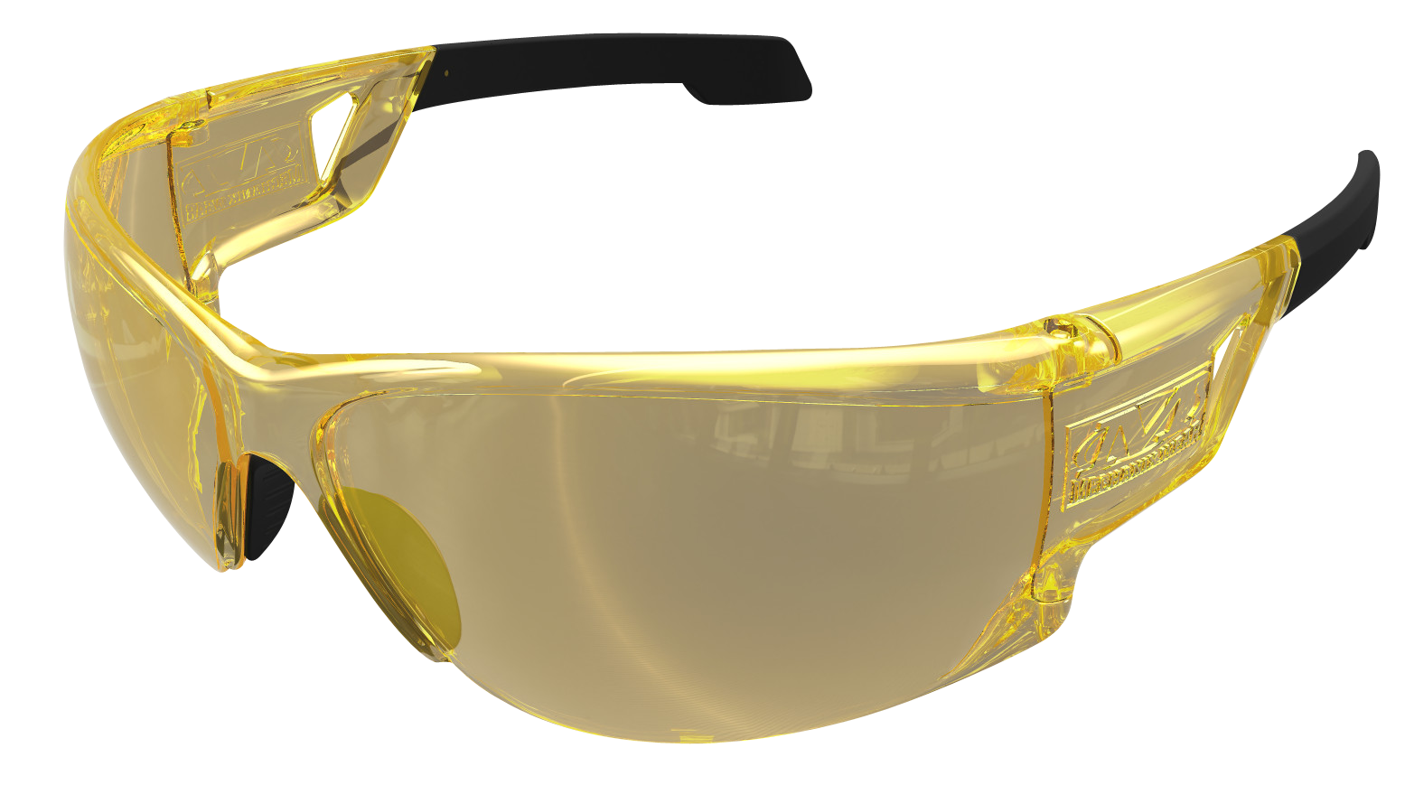 Mechanix Wear Type-N OSFA Amber Lens Wraparound Safety Glasses - Black Frame