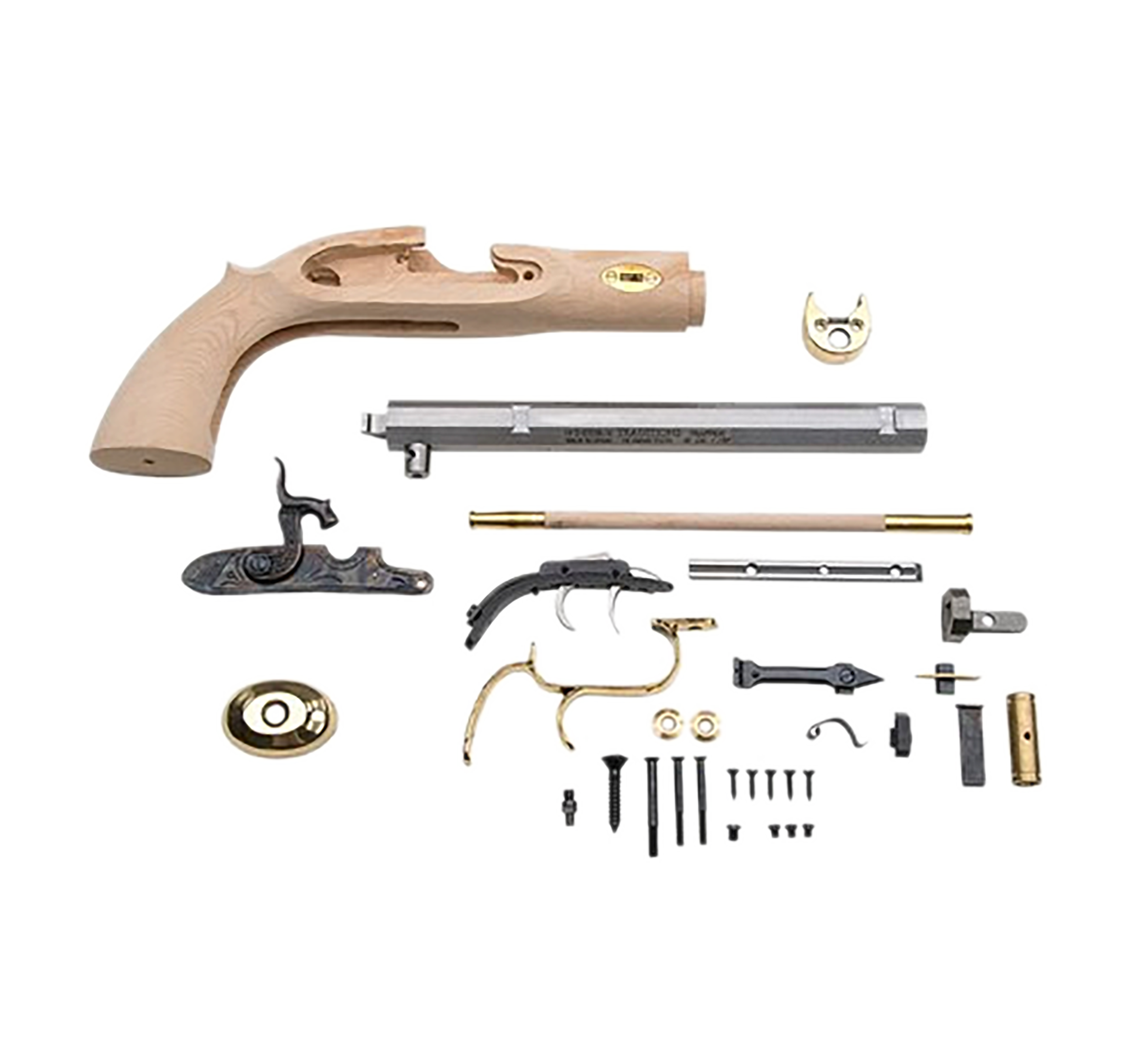 Traditions Trapper 50 Cal Flintlock 9.75" Single Shot Pistol Kit - Blued Octagon Barrel - Unfinished Wood