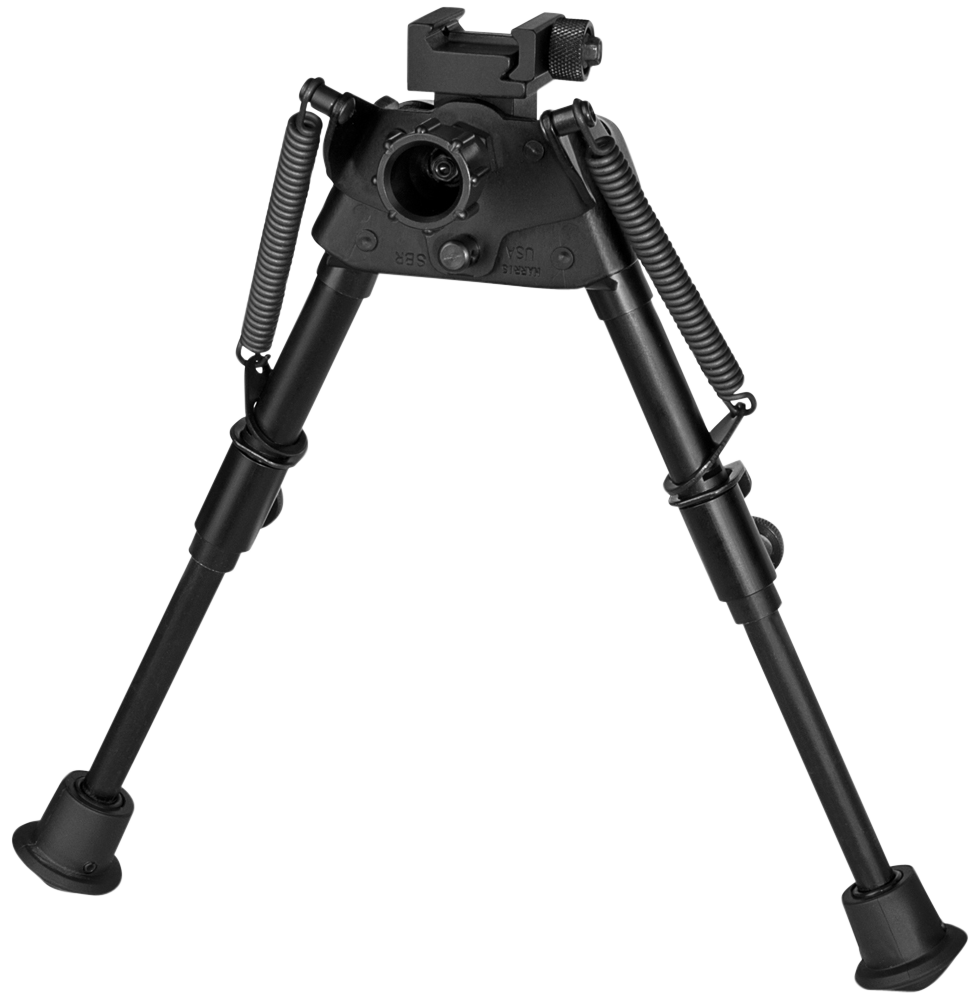 Harris S-BRP Swivel BR Bipod Picatinny 6-9" Rubber Feet - Black Steel/Aluminum