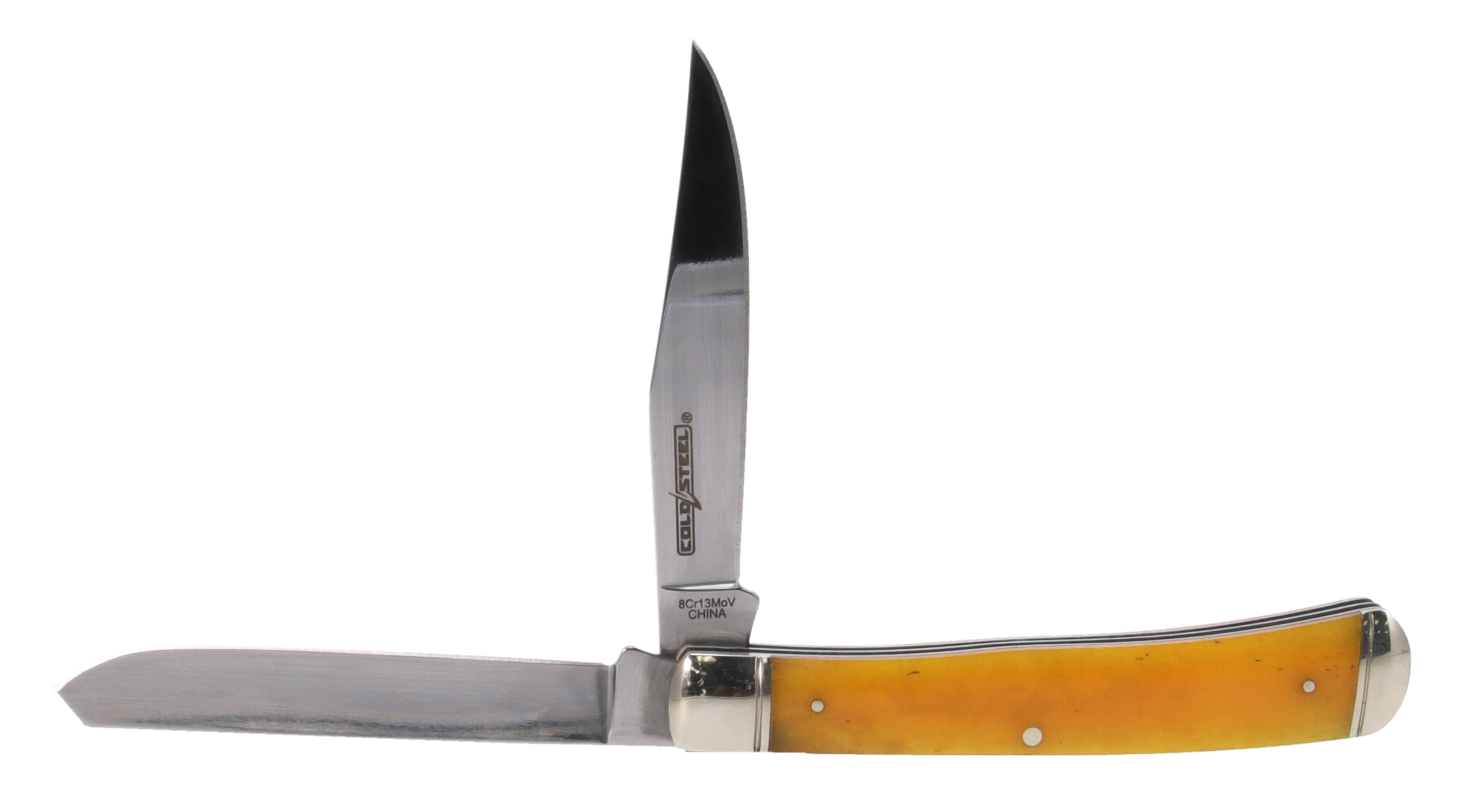 Cold Steel Trapper 3" Folding Clip/Spey Plain 8Cr13MoV Yellow Bone Handle