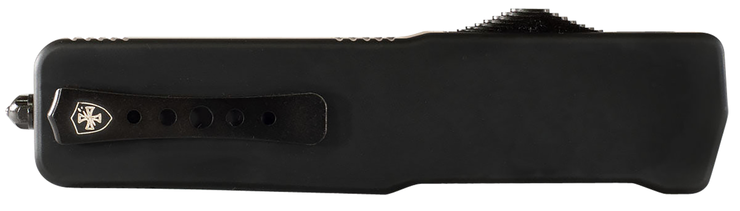 Templar Knife Premium Weighted Large 3.55" OTF Dagger Plain D2 Black Oxide Stonewashed Black Aluminum/Rubber Handle