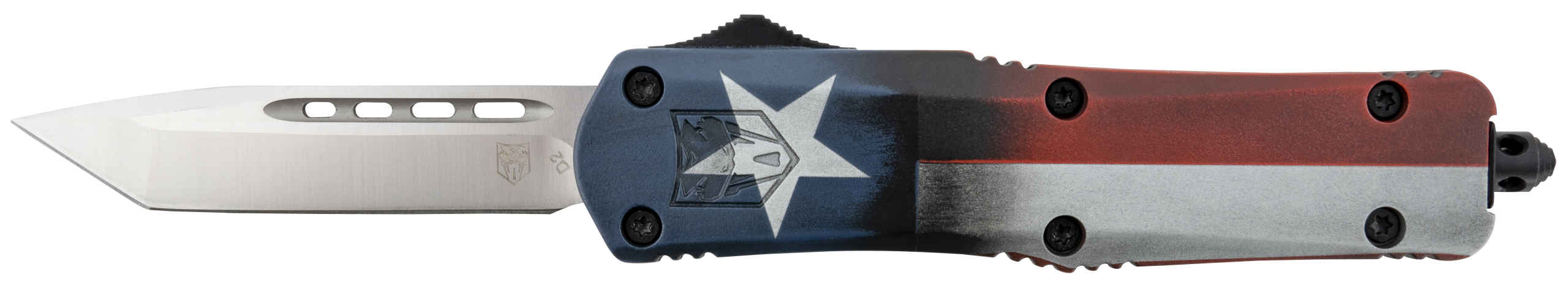 CobraTec Knives FS-3 Texas Flag Medium 3" Tanto Plain Satin D2 Steel 5" Aluminum Cerakoted Handle OTF