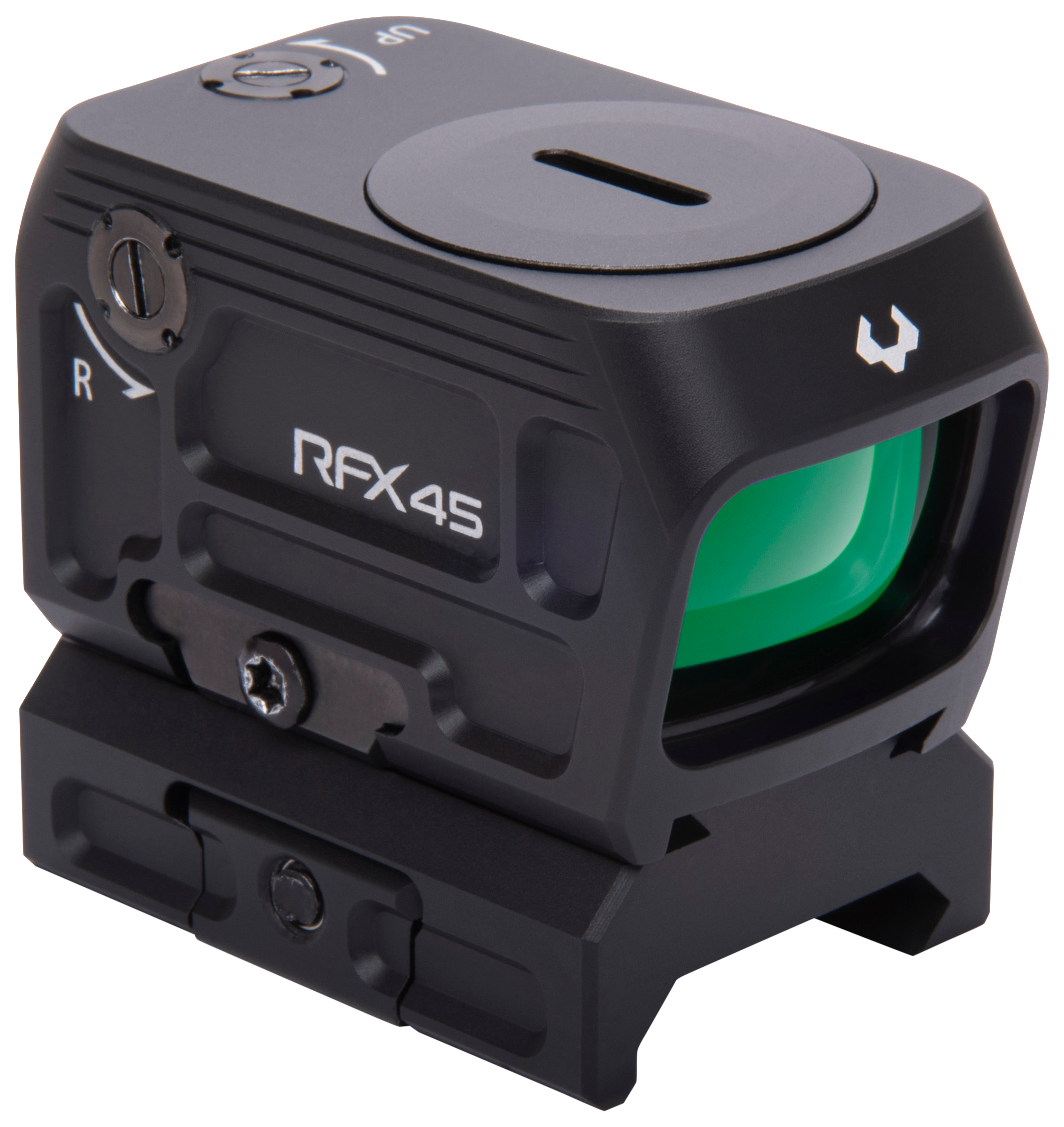 Viridian RFX45 Closed Emitter Green Dot 1x 24mm x 15.5mm 5 MOA ACRO/Picatinny Low Mount - Black Anodized