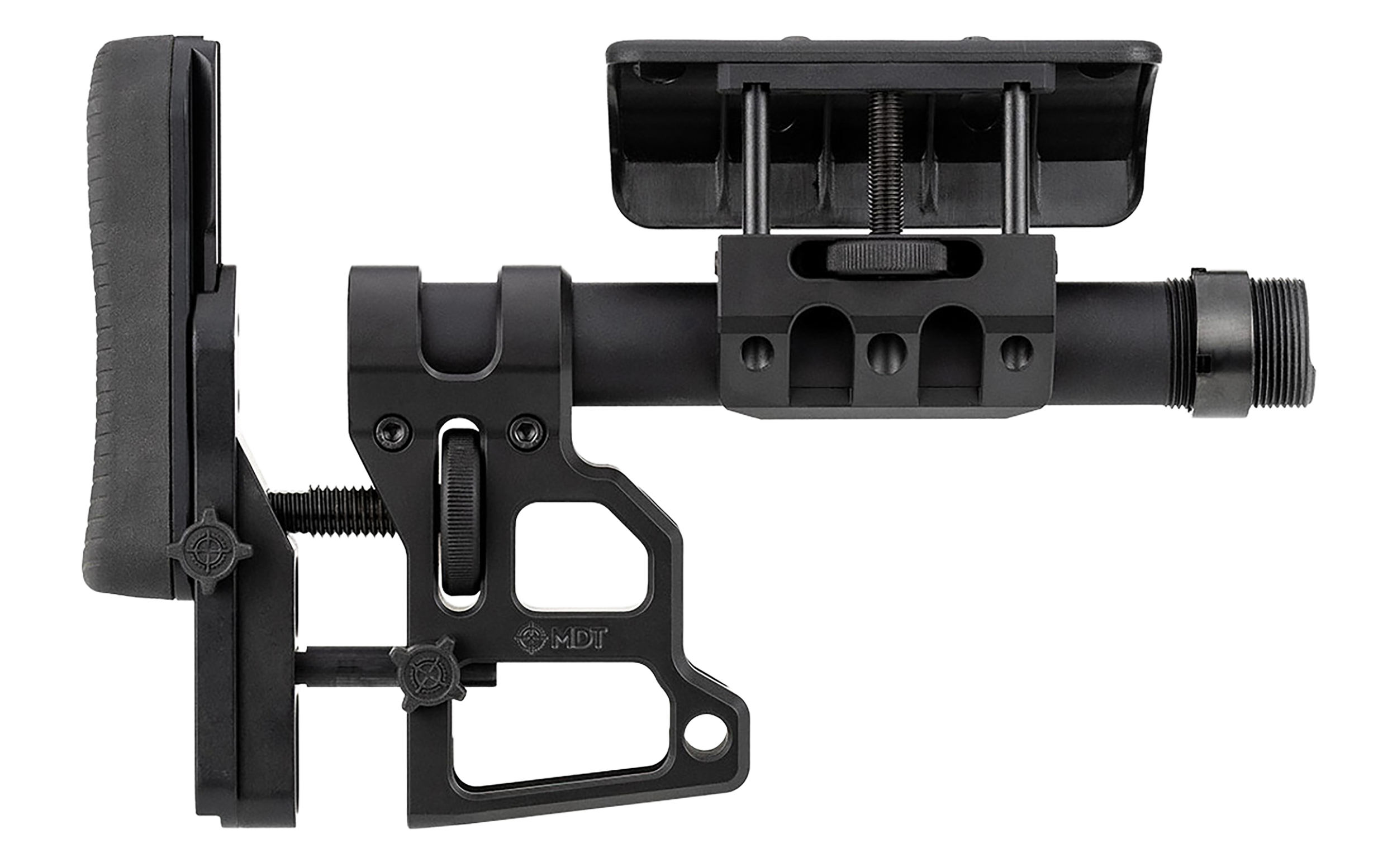 MDT Sporting Goods Skeleton Carbine Stock (SCS) Black Aluminum - Adj Cheekrest/Buttpad, Buffer Tube, QD Sling Mounts