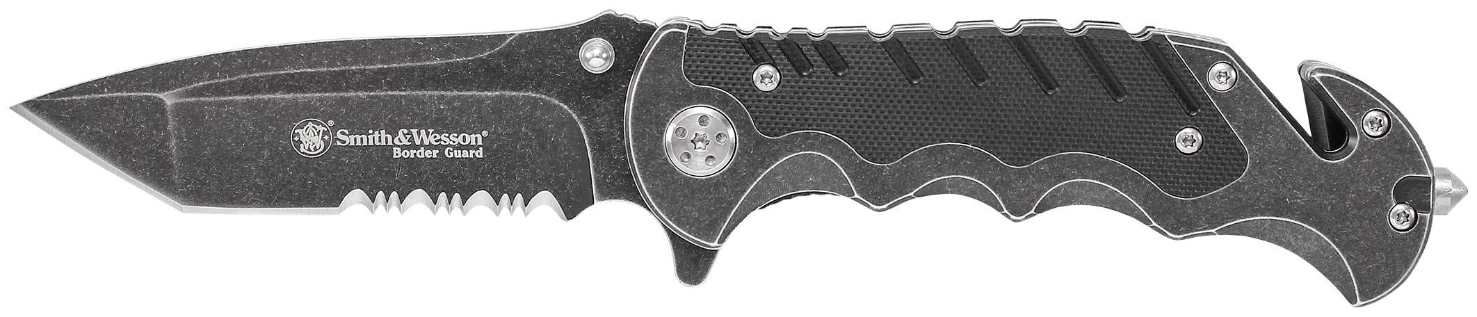 Smith & Wesson Knives Border Guard 3.5" Folding Part Serrated Stainless Steel Aluminum/G10 Handle