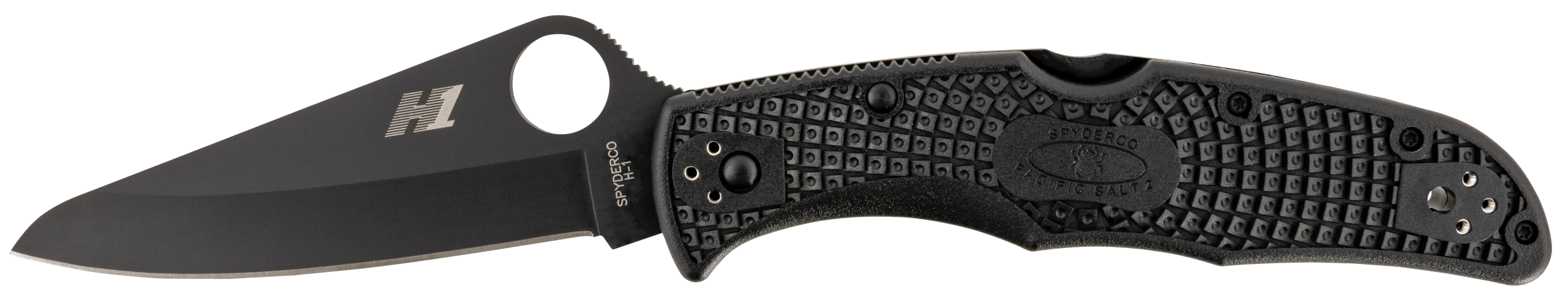 Spyderco Pacific Salt 2 3.78" Folding Drop Point Plain Edge H-2 Steel Blade Black FRN Handle