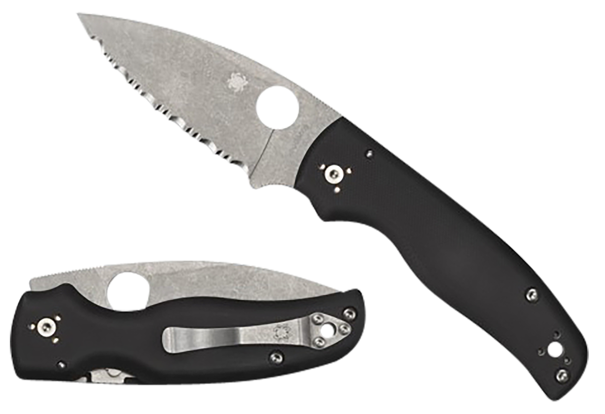 Spyderco Shaman 3.58" CPM S30V Plain Edge Stonewashed Black G10 Folding Knife