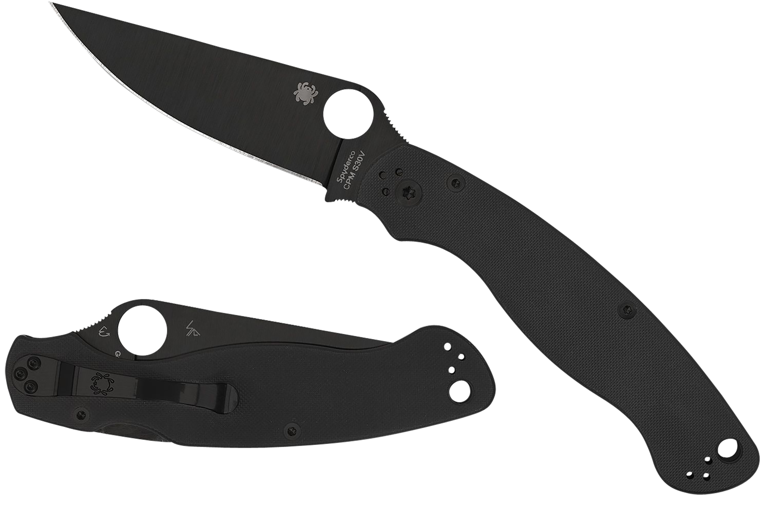 Spyderco Military 2 4" CPM S30V Black DLC Plain Edge G10 Folding Knife