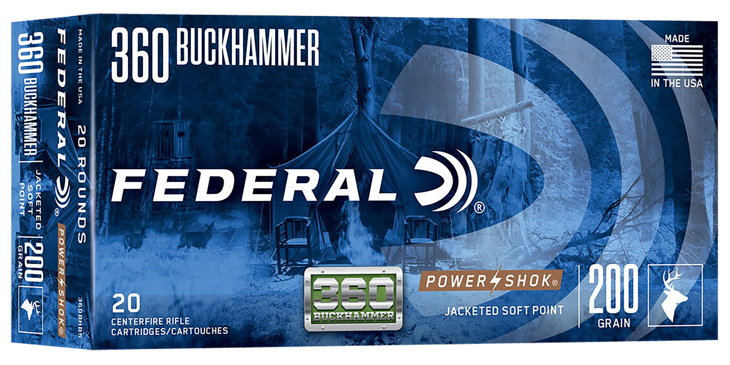 Federal Power-Shok 360 Buckhammer 200gr Jacketed Soft Point 20 Rd - Box or Case