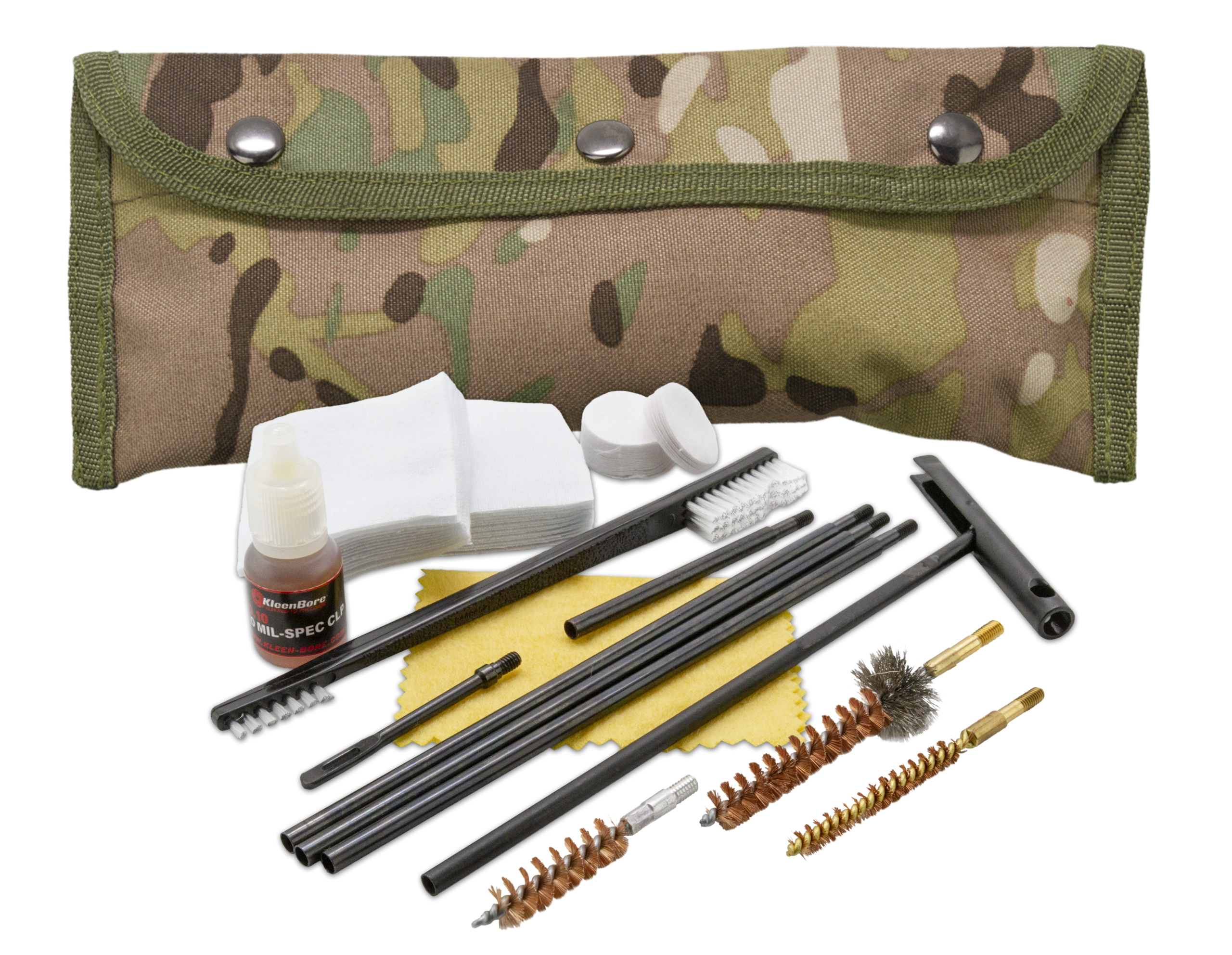 Kleen-Bore POU303MC Modular Multi-Caliber 5.56/.223/9mm Cleaning Kit - Nylon Multi-Cam Case