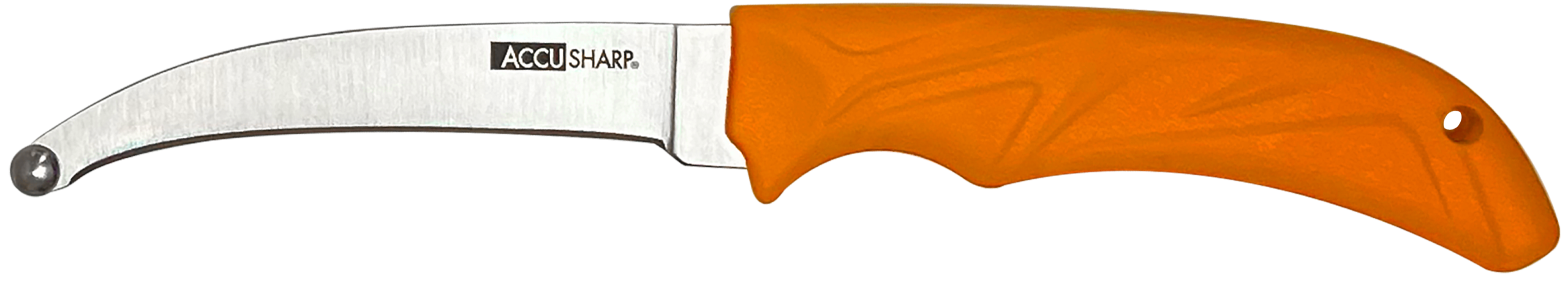 Accusharp AccuZip 4" Fixed Blade Skinning Knife Blaze Orange Rubber Handle