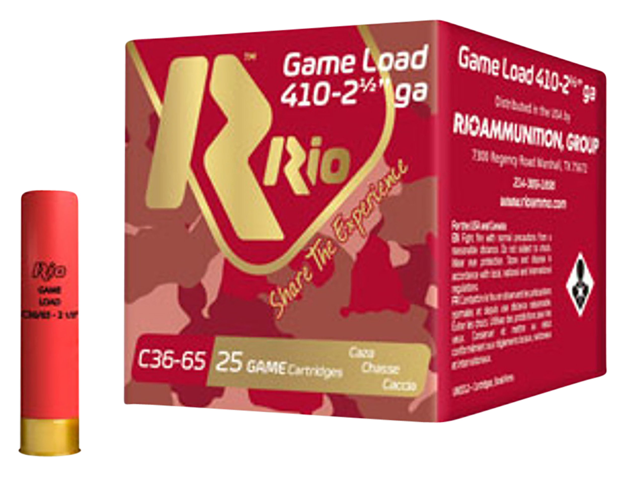 Rio Ammunition Game Load Heavy Field 410 Bore 2.50" 1/2 oz #8 Shot - Box or Case