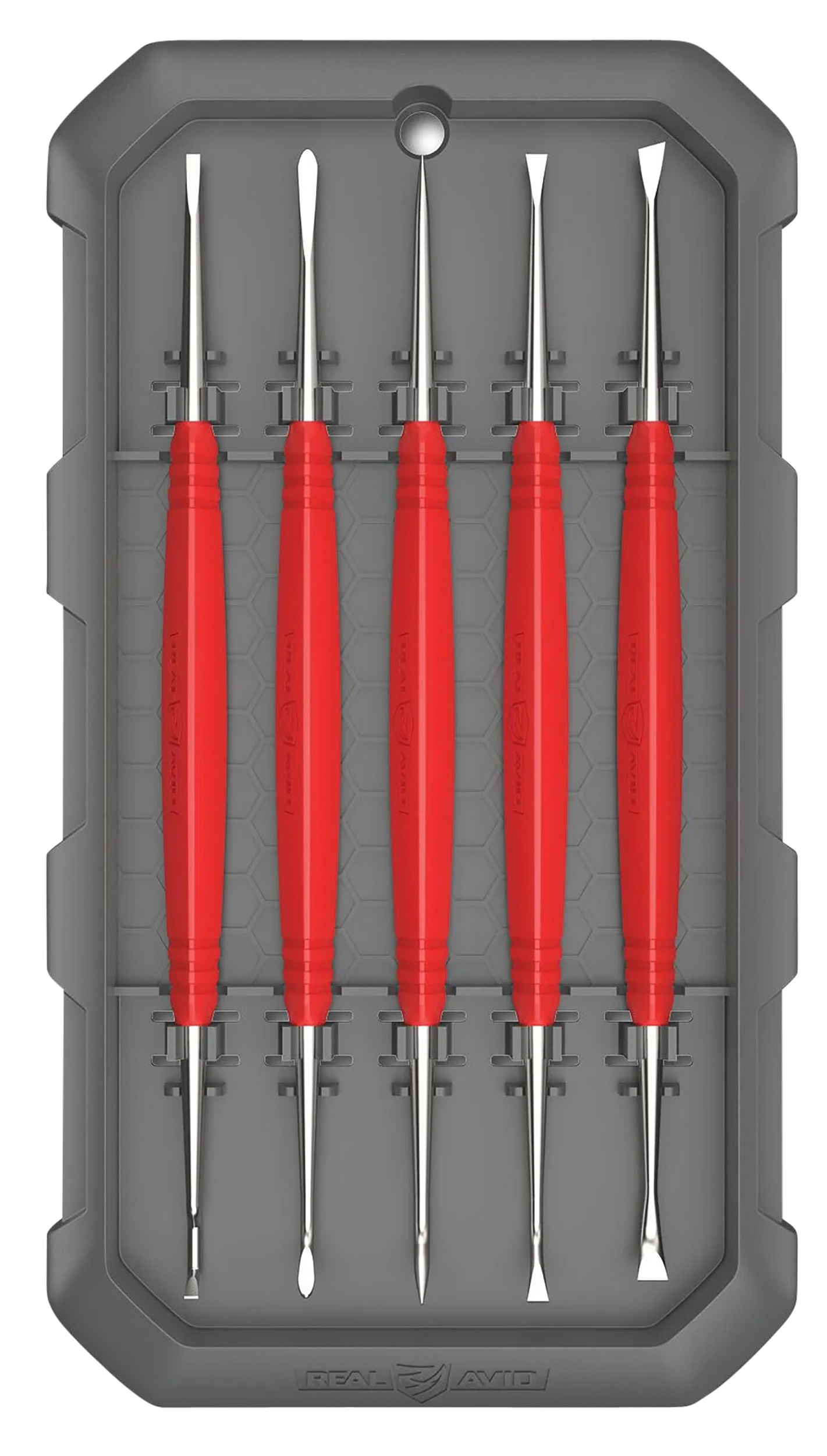 Real Avid Accu-Grip Steel Picks Red Rubber Overmold 5-Piece Cleaning Set