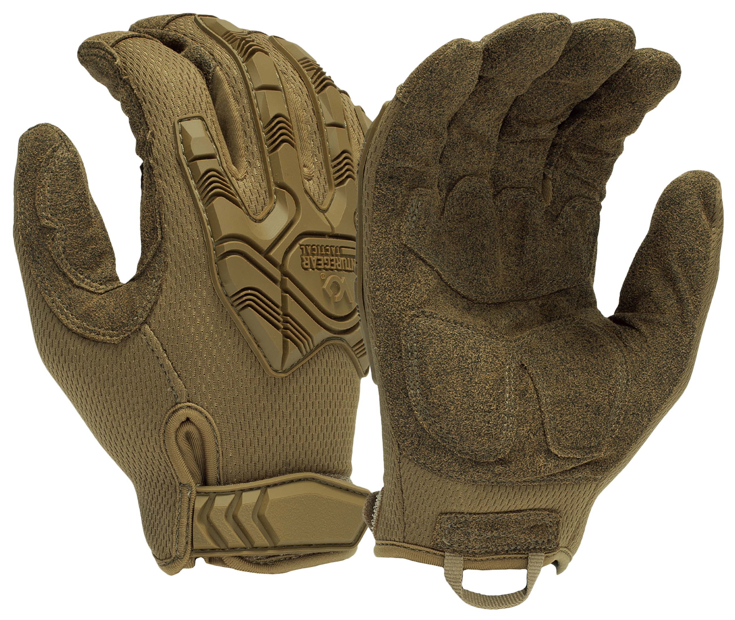 Pyramex VGTG40TXL Impact Operator Heavy-Duty Gloves Brown Synthetic Leather XL Hook & Loop