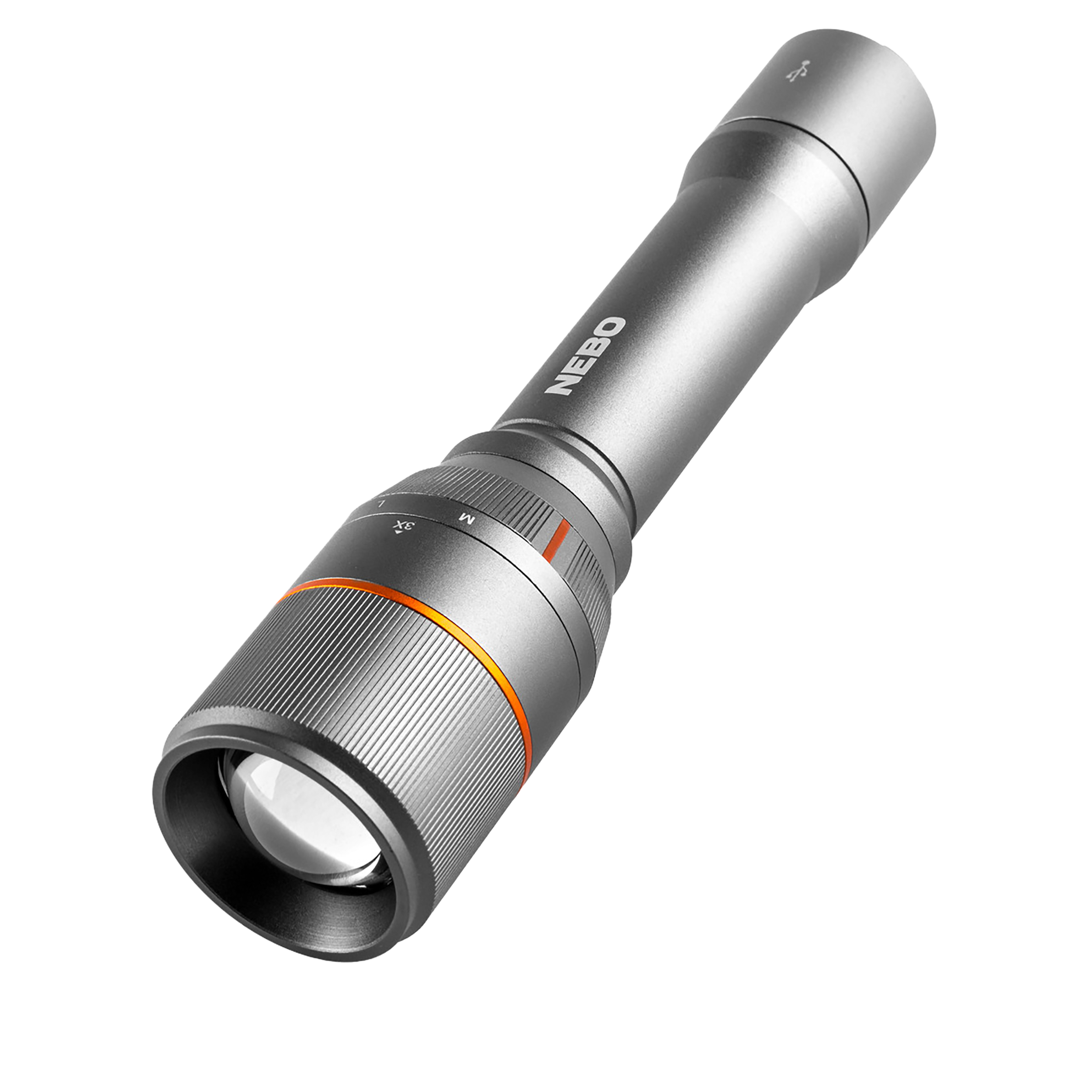 NEBO Davinci 3500 Rechargeable Flashlight 70/700/3500 Lumens LED - Gray