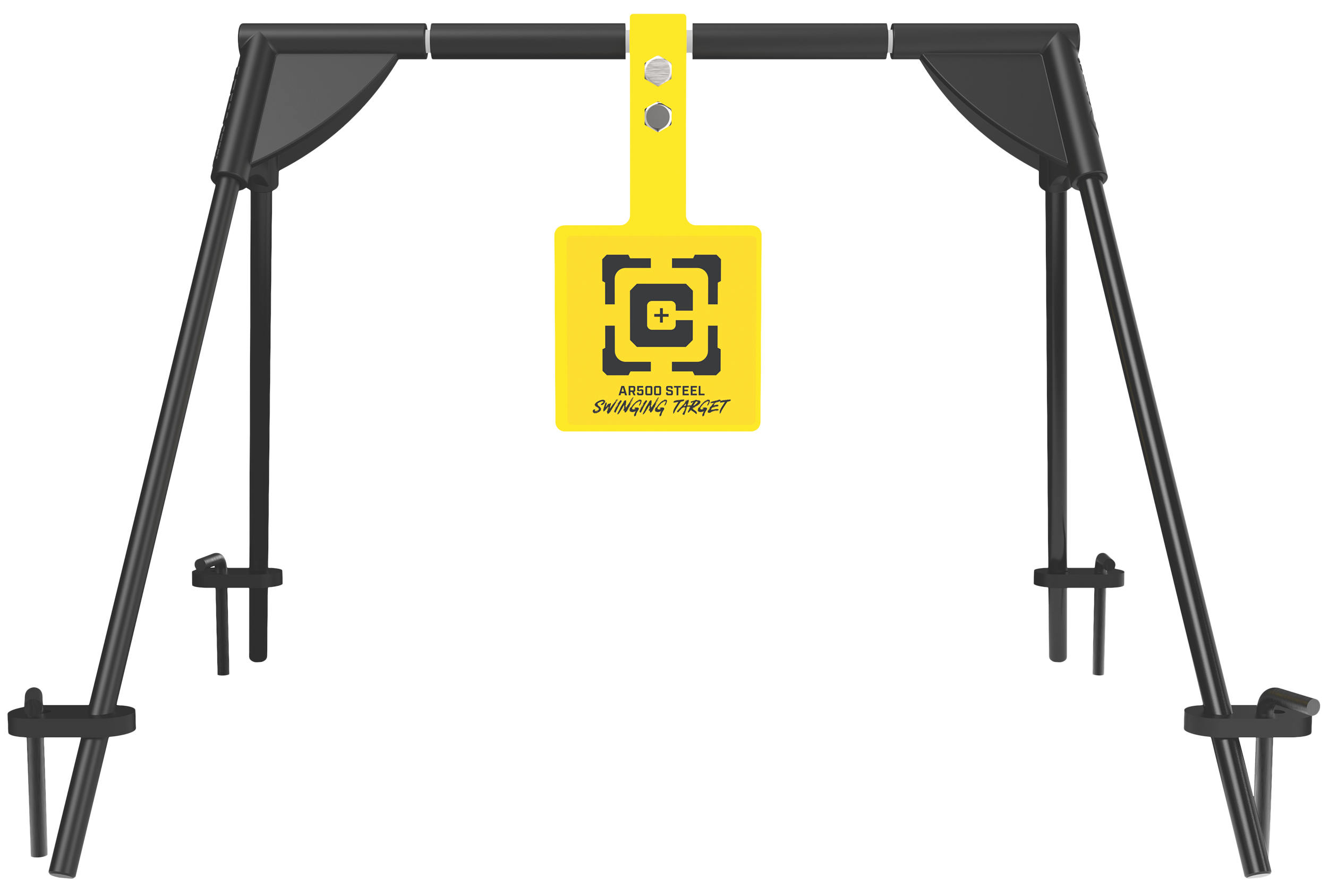 Caldwell Swinging AR500 Steel Hanging Rifle Target Black/Yellow - Includes Ground Stakes