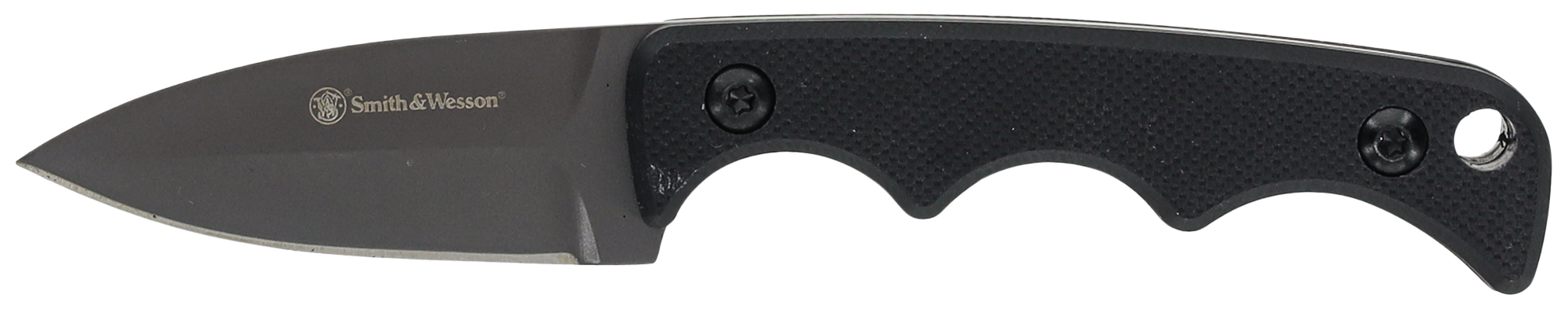 Smith & Wesson Knives H.R.T. Spear Point Neck Knife 2" Plain 8Cr13MoV TiNi Fixed Blade - Black G10