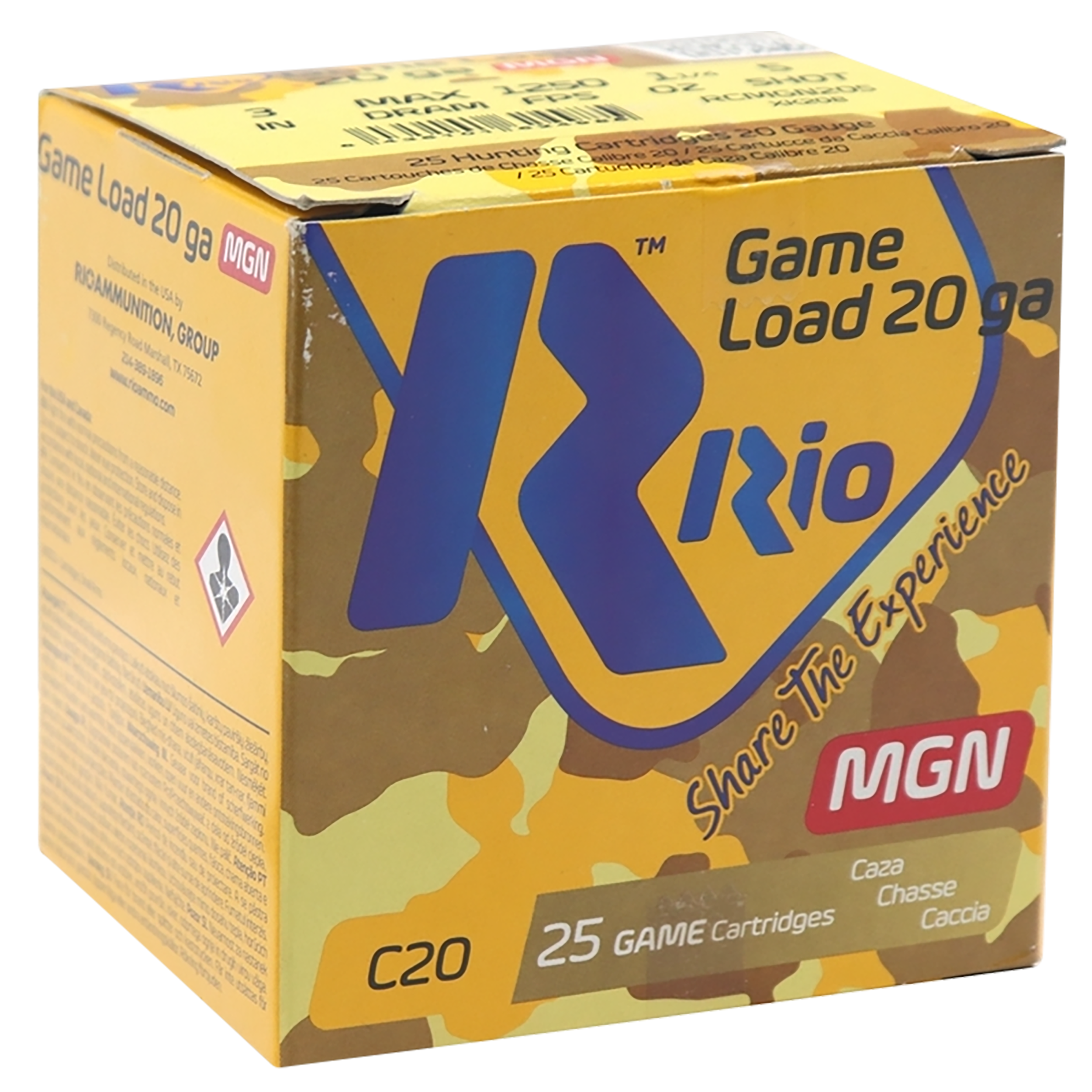 Rio Ammunition Game Load 20 Gauge 3" 1-1/4 oz #5 Shot - Box or Case