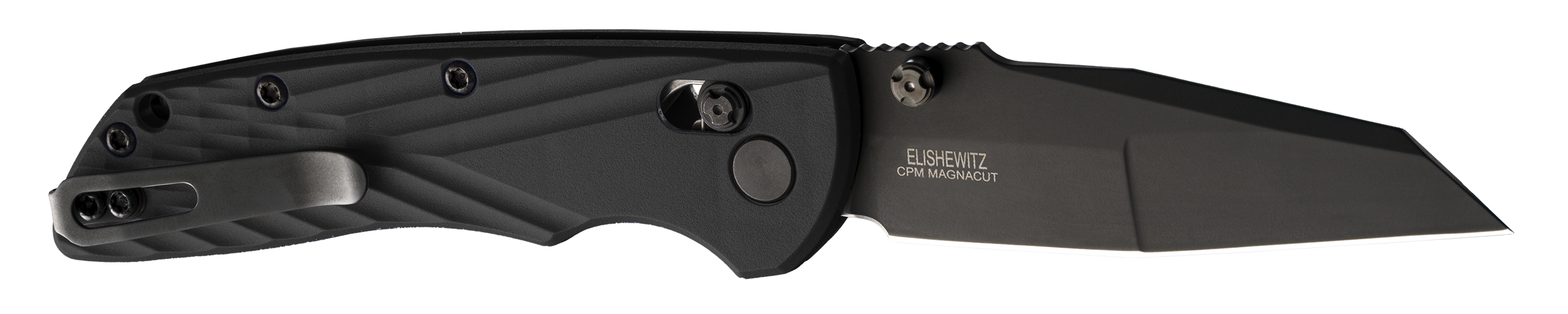 Hogue Deka 3.25" Folding Wharncliffe Plain CPM MagnaCut Black Cerakote Black GRN Handle