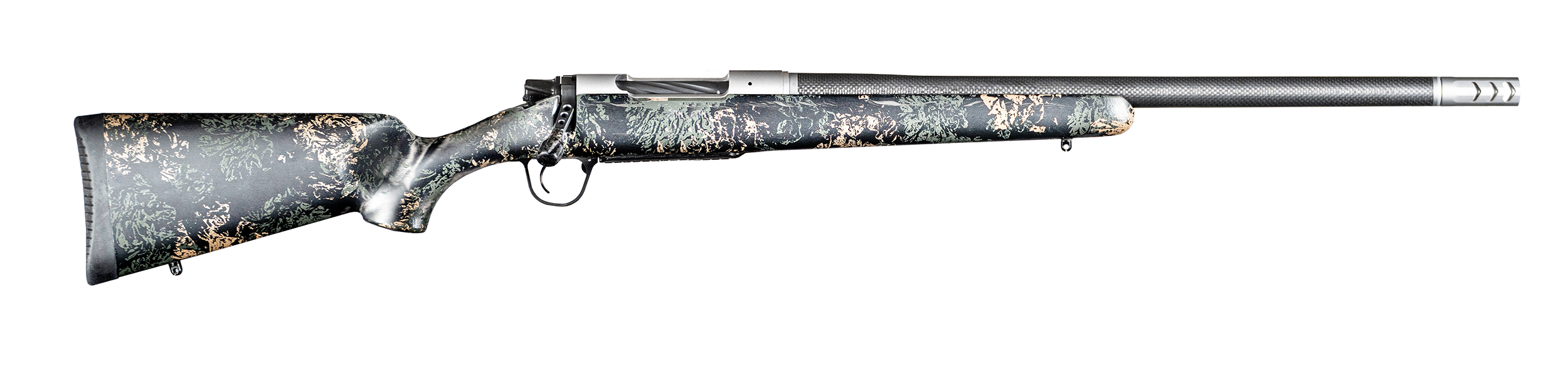 Christensen Arms Ridgeline FFT 7mm PRC 22" 3+1 Bolt-Action Rifle - Burnt Bronze Cerakote - Green/Black/Tan Stock