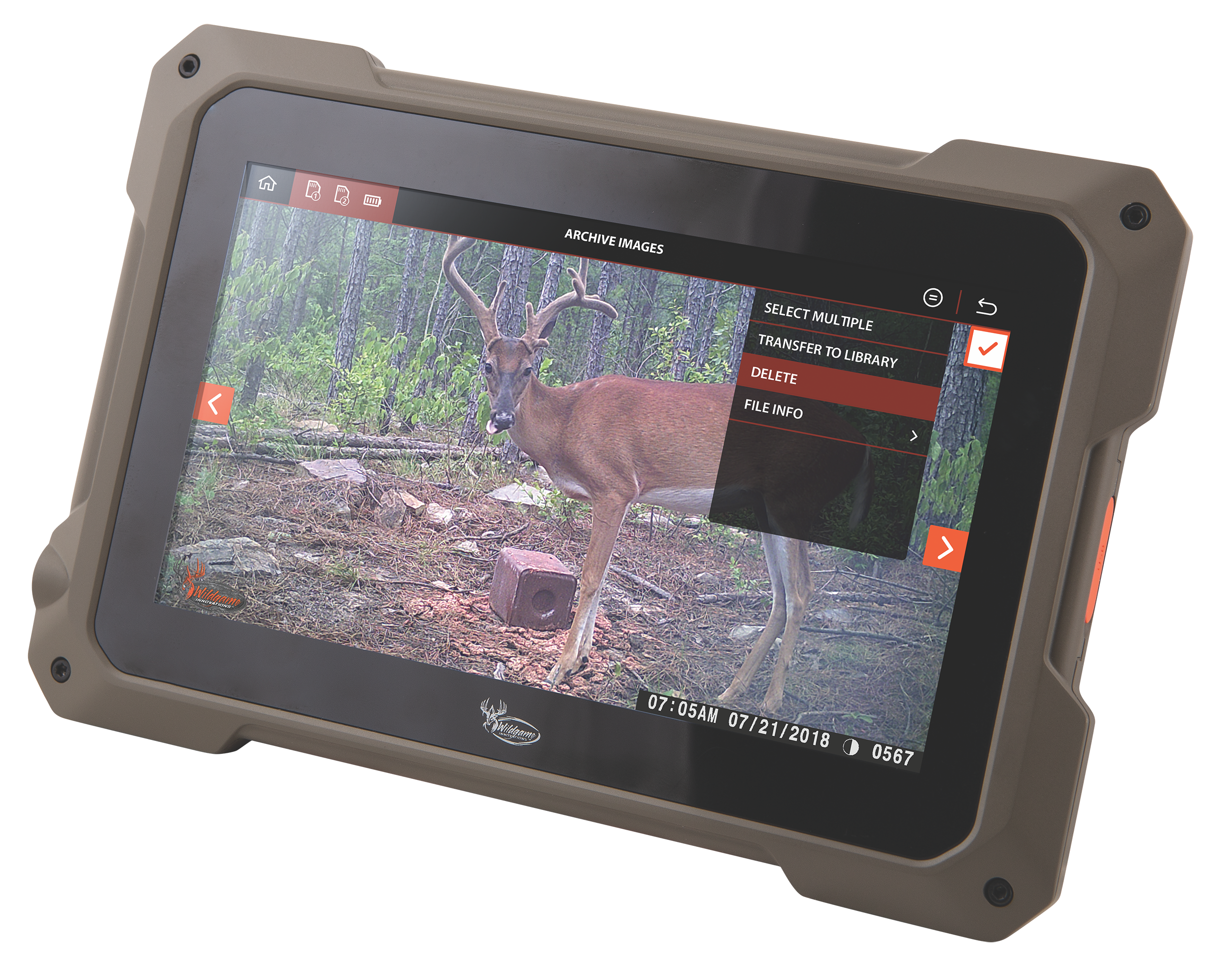 Wildgame Innovations Trail Pad SD Card Viewer Brown 7" Touchscreen 32GB x 2