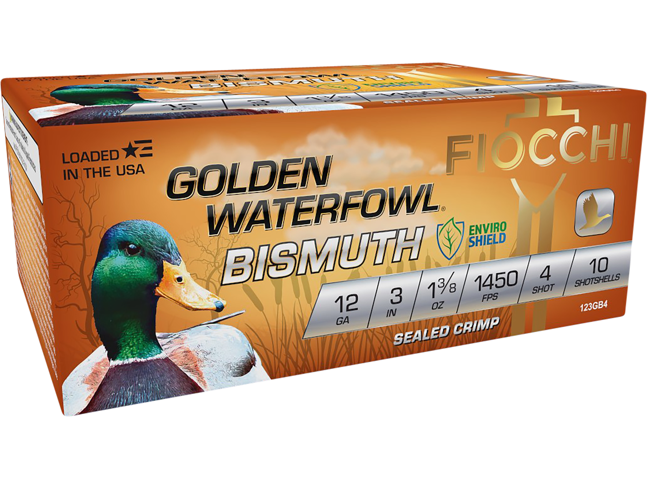 Fiocchi Golden Waterfowl Bismuth 12 Gauge 3" 1 3/8 oz #4 Shot 10 Rds - Box or Case