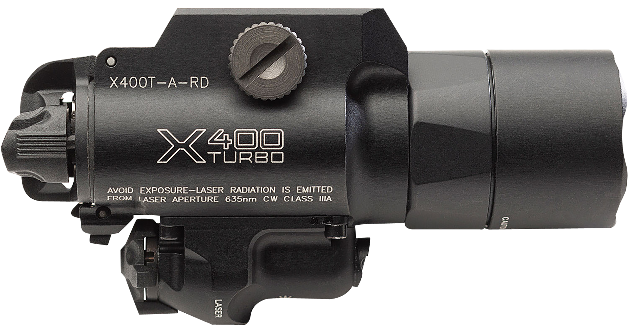Surefire X400T-A-RD Turbo 650 Lumen White LED/Red Laser Weapon Light - Black Anodized