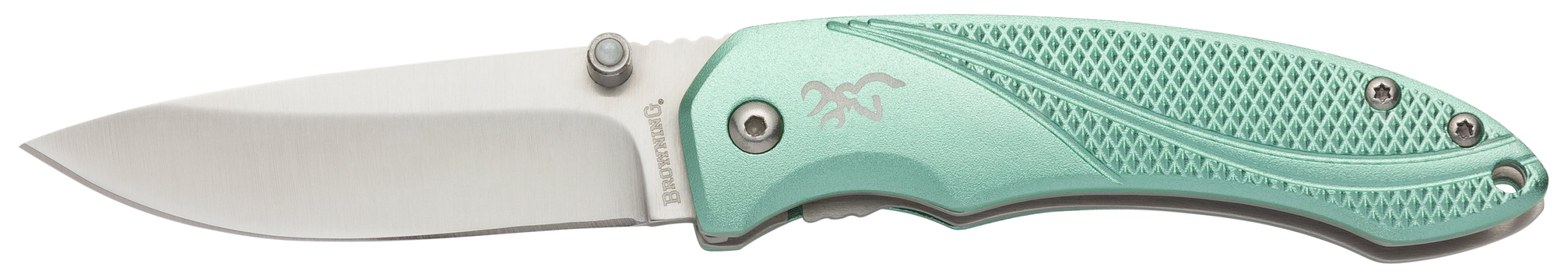 Browning Allure EDC 2.88" Folding Drop Point Plain 7Cr17MoV SS Pocket Knife - Mint Green Aluminum Handle