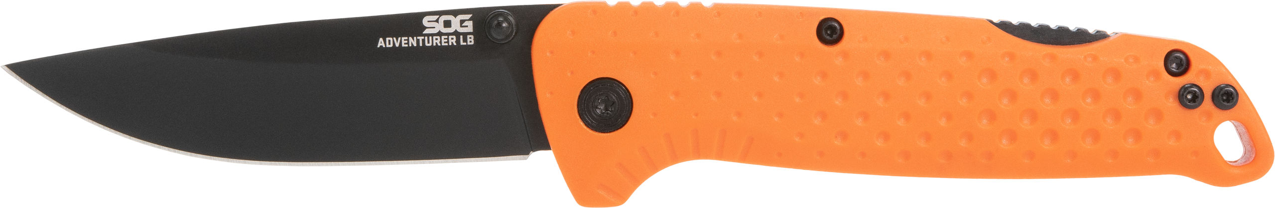 S.O.G Adventure LB 3.5" Folding Plain 5Cr15MoV Black TiNi Blaze Orange GRN Lockback Knife
