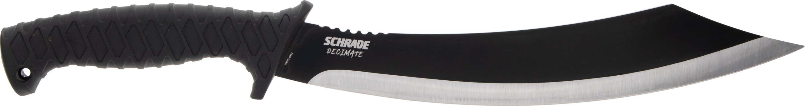 Schrade Decimate Parang 11.75" Parang Plain Black Oxide 3Cr13 Steel Fixed Blade Knife - Black Rubber Overmold Handle