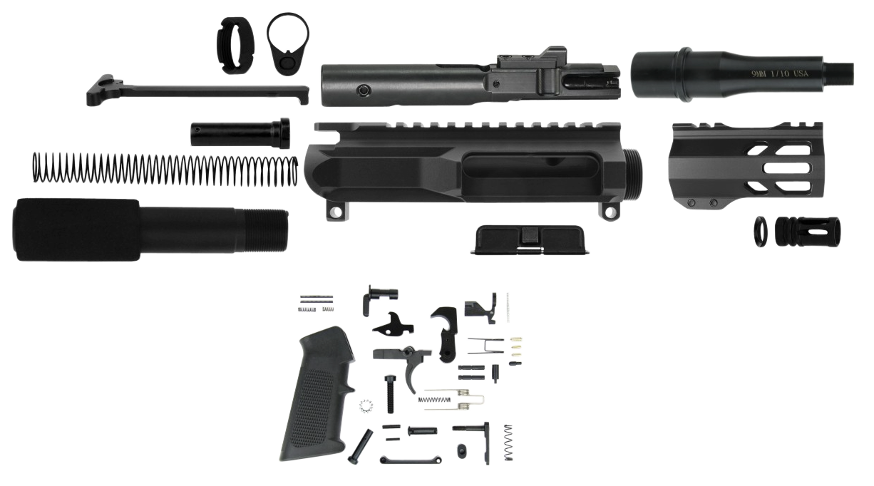 TacFire AR Pistol Build Kit 9mm Luger 4.5" Barrel Black