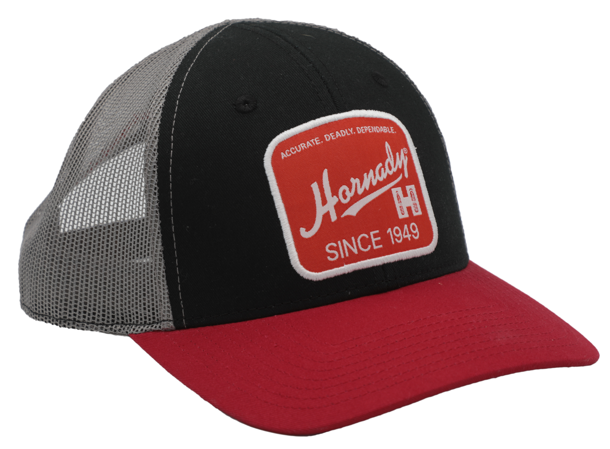 Hornady Retro Tri-Color Mesh Cap Black/Red - Adjustable Snapback