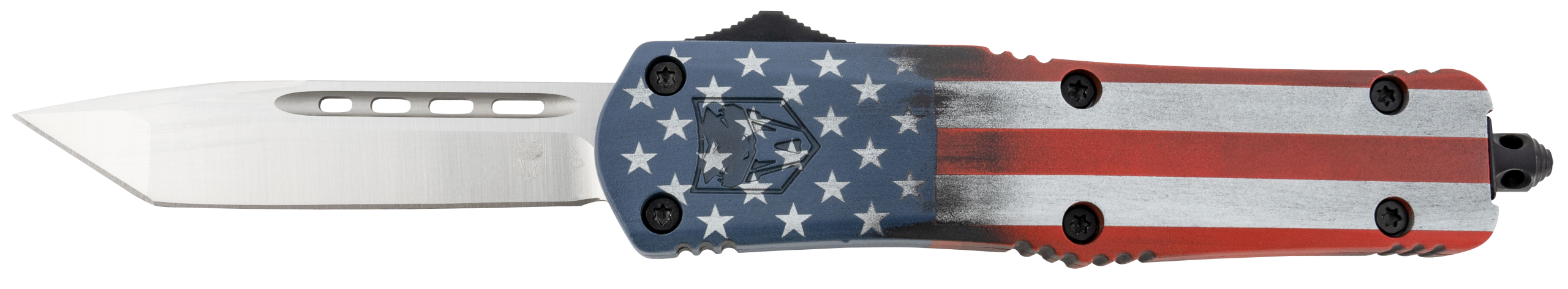 CobraTec Knives FS-3 American Flag Medium 3" OTF Tanto Plain D2 Satin Cerakoted Aluminum Handle