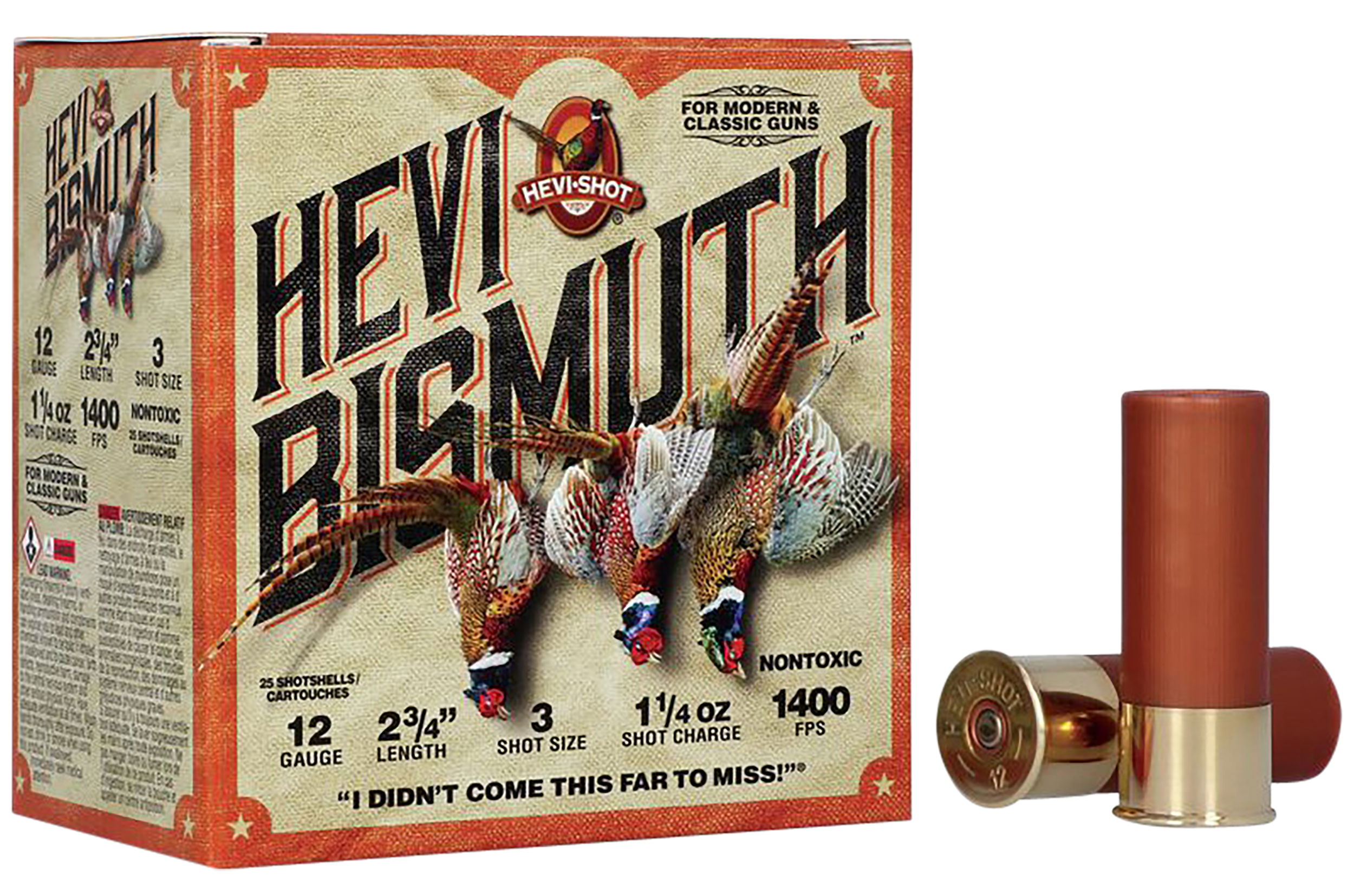 Hevishot HEVI-Bismuth Upland 12 Gauge 2.75" 1-1/4 oz #3 Shot 1400 fps - Box or Case