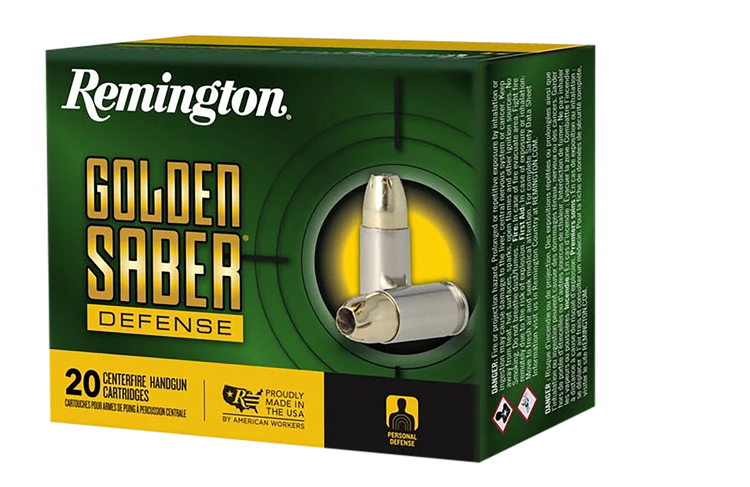 Remington Ammunition Golden Saber Defense 10mm Auto 180gr Brass JHP 20 Rd - Box or Case