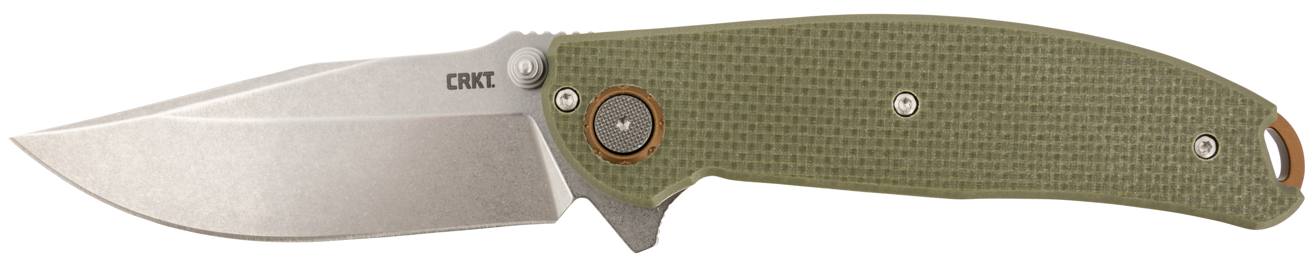 Columbia River CRKT 2471 Butte 3.36" Folding Plain Stonewashed D2 OD Green G10