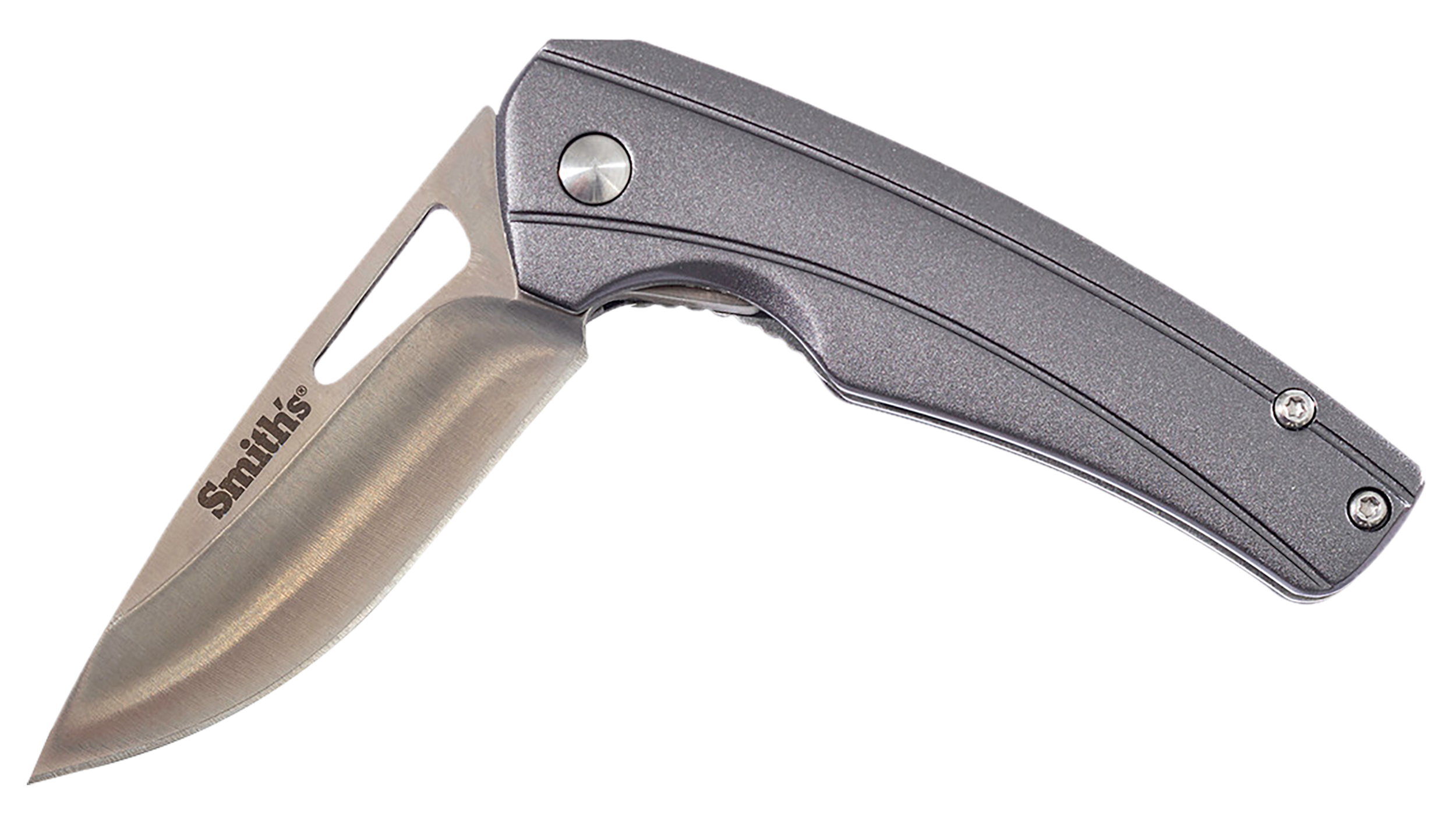 Smiths Products Istana 2.75" Folding Drop Point Plain Satin 400 SS Blade - Gray Anodized Aluminum Handle