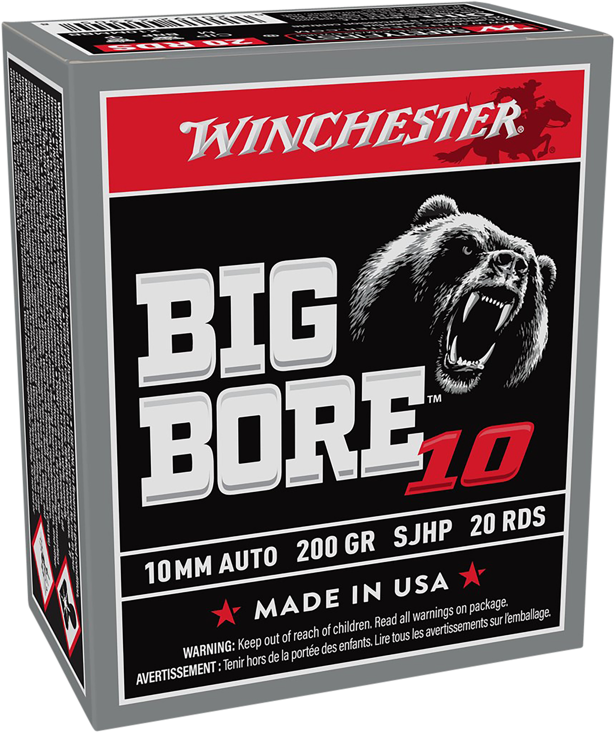 Winchester Ammo Big Bore 10mm Auto 200gr Semi Jacketed Hollow Point 20 Rd - Box or Case