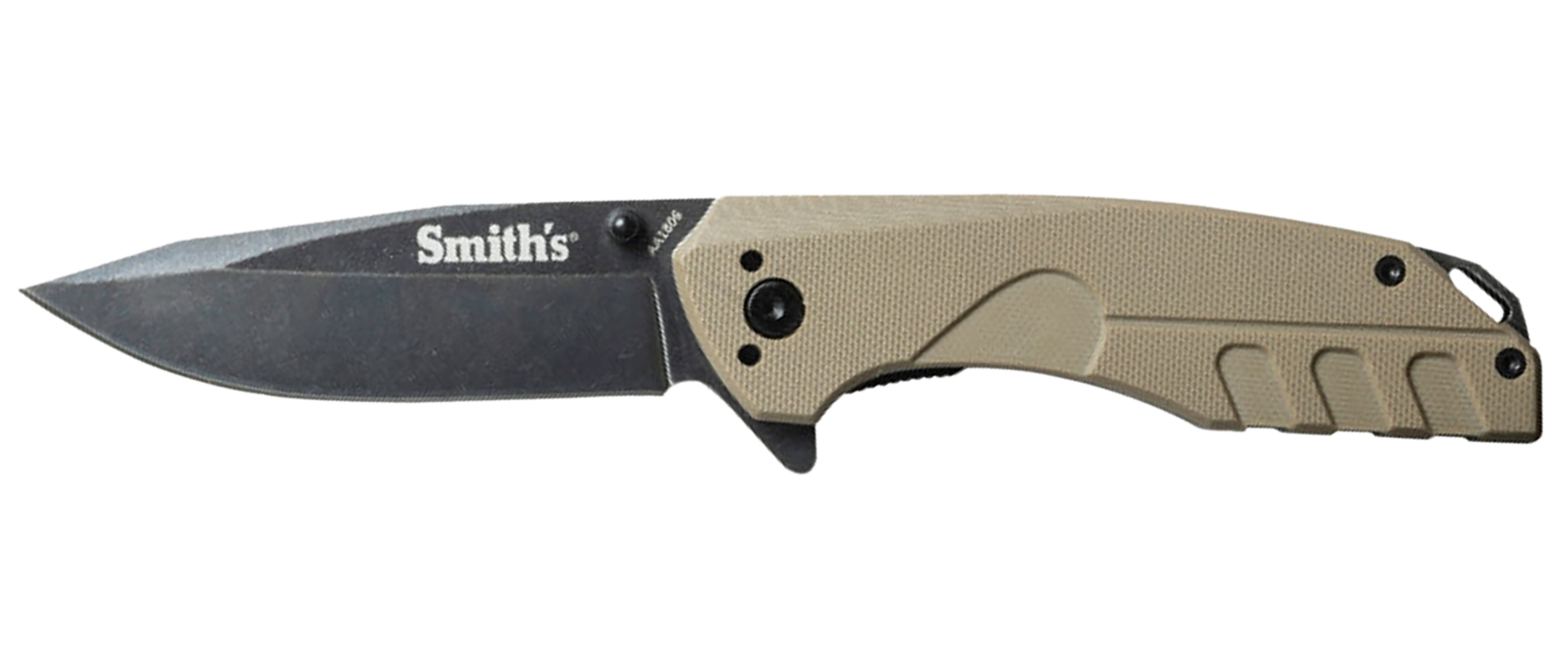 Smiths Products BattlePlan 3.35" Folding Drop Point Plain Black Stonewashed 400 SS Blade - Desert Tan G10 Handle