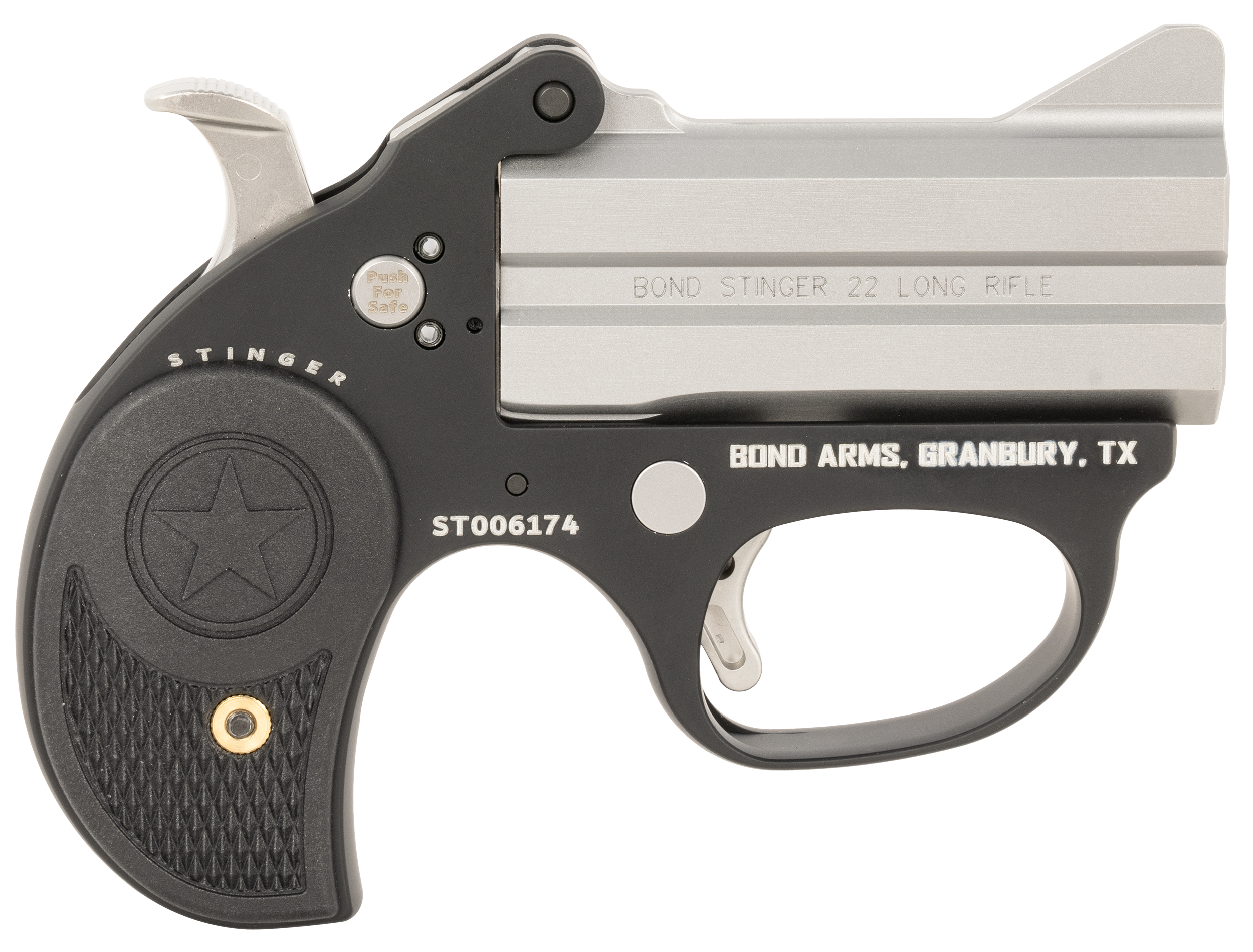 Bond Arms Stinger 22 LR 3" 2rd Break-Action Pistol - Matte Stainless Barrel/Black Anodized Aluminum Frame