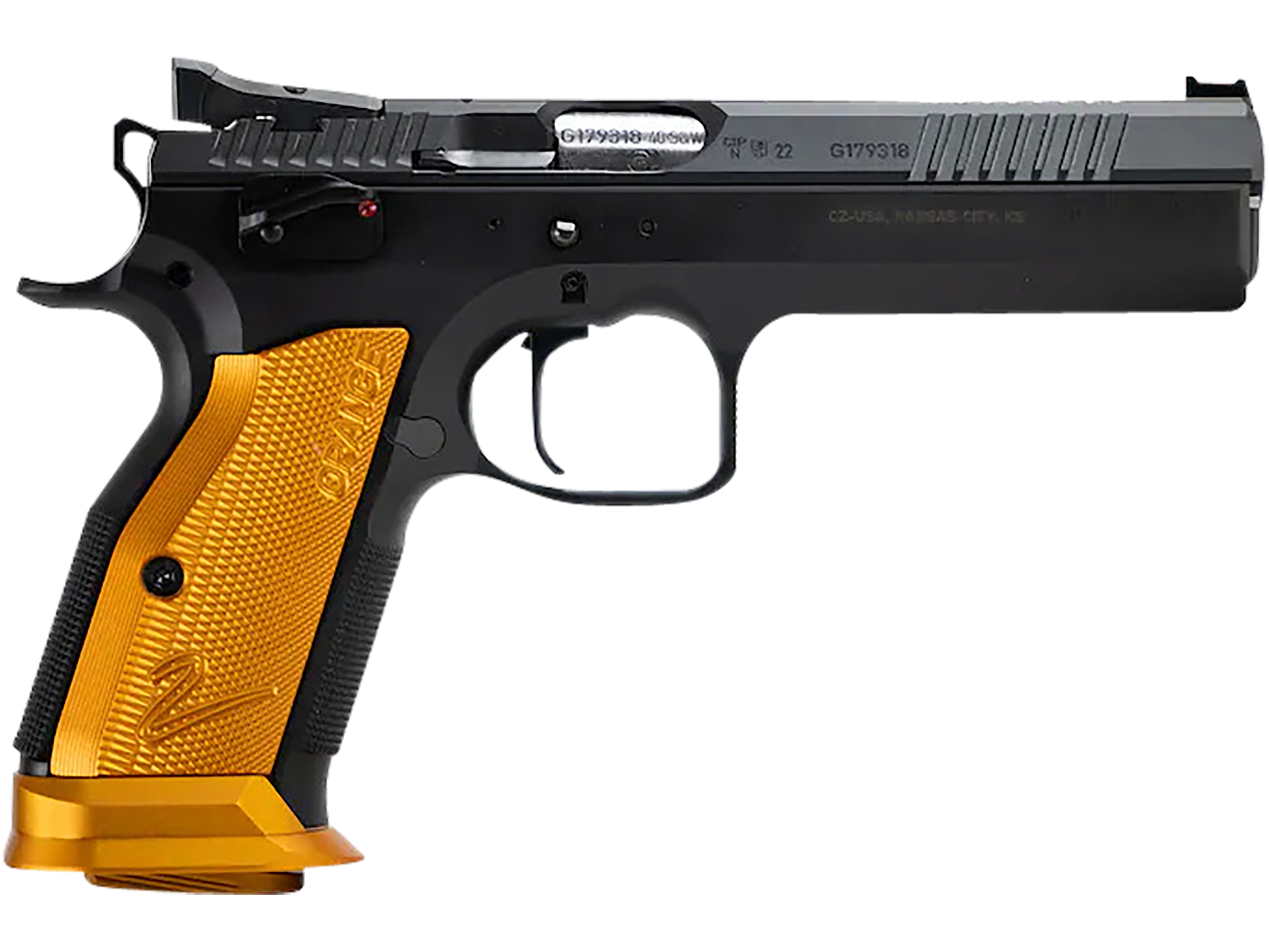 CZ TS 2 9mm Luger 5.28" 20+1 Semi-Auto Pistol - Orange Aluminum Grips