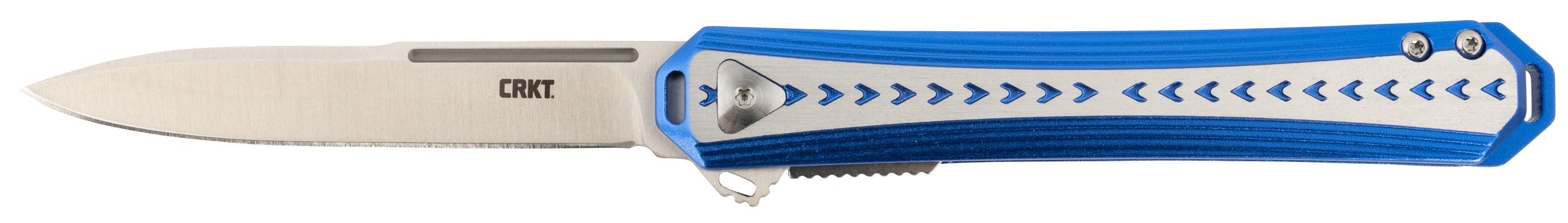 Columbia River 6710 Stickler 3.38" Folding Plain Satin 12C27 Sandvik Blade Blue/Silver Aluminum Handle