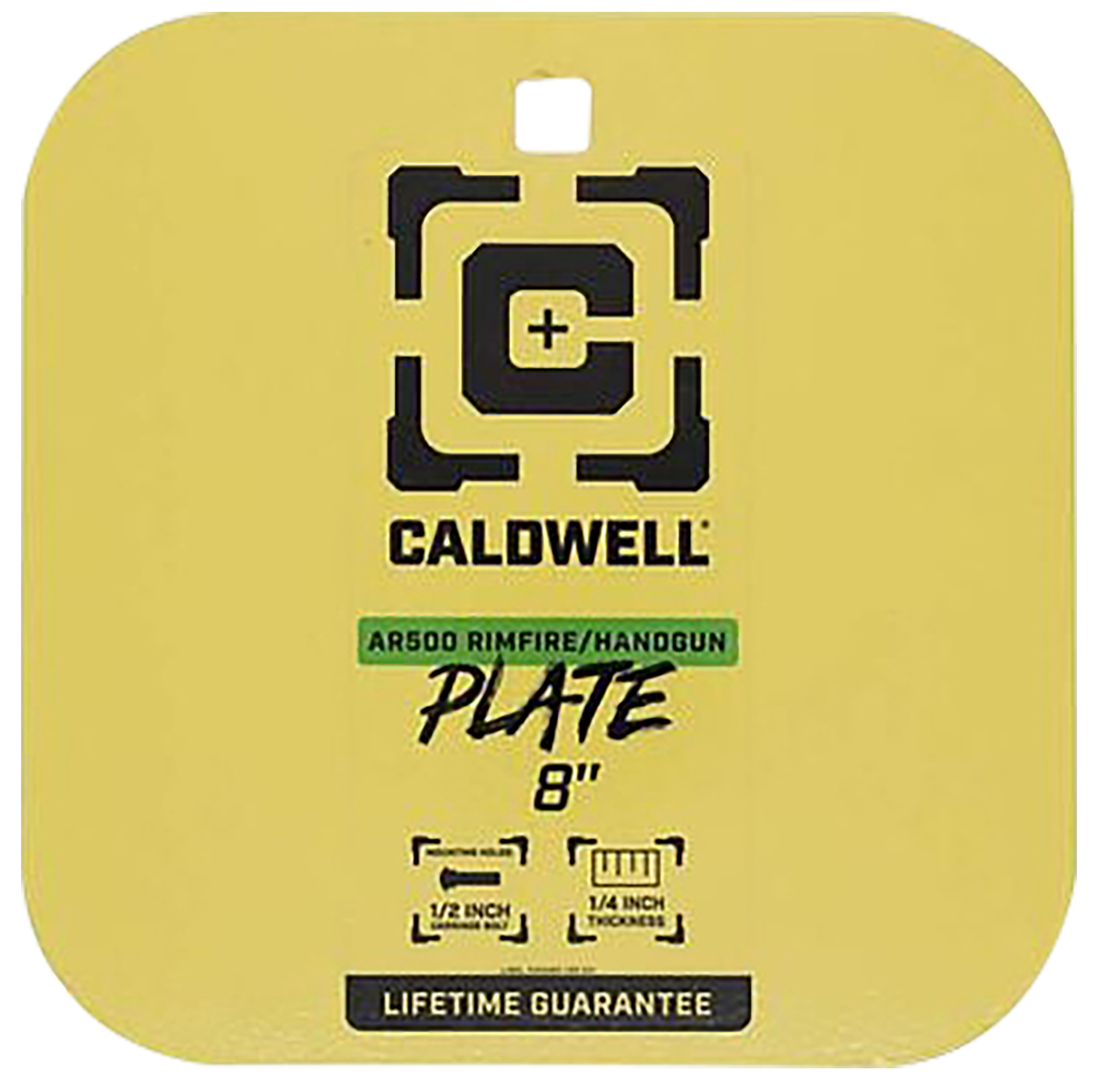 Caldwell 8" AR500 Steel Gong Target 1/4" Thick Yellow - Rimfire/Handgun