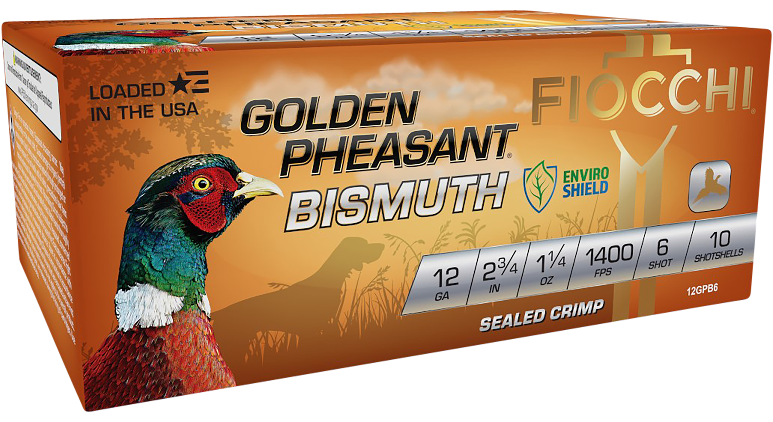 Fiocchi Golden Pheasant Bismuth 12 Gauge 2.75" 1-1/4oz #6 Shot 10 Bx/10 Cs - Box or Case