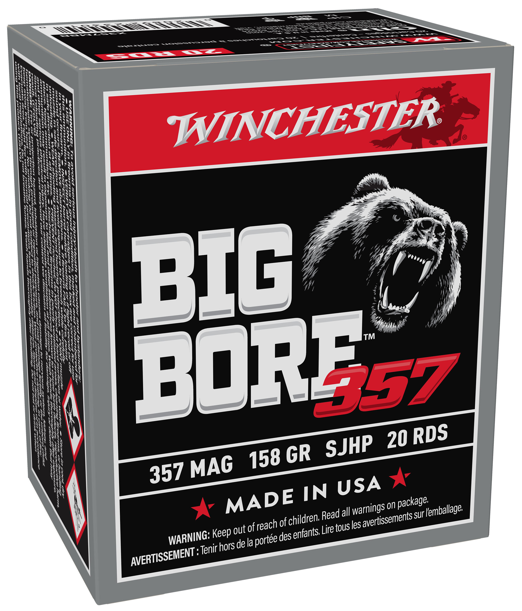 Winchester Ammo Big Bore 357 Mag 158gr Semi Jacketed Hollow Point 20 Rd - Box or Case