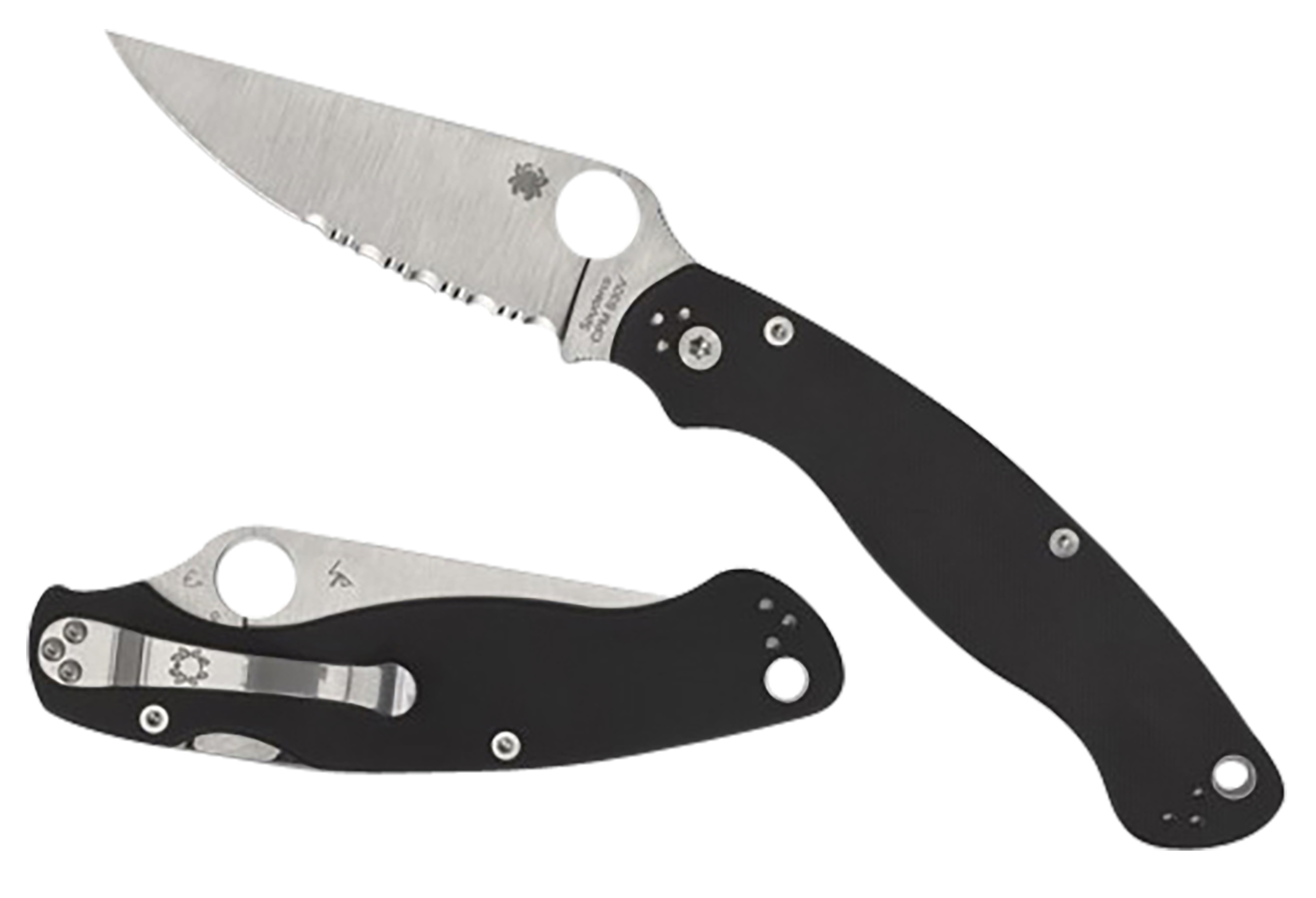 Spyderco Military 2 4" CPM S30V Stonewashed Plain Edge Black G10 Folding Knife