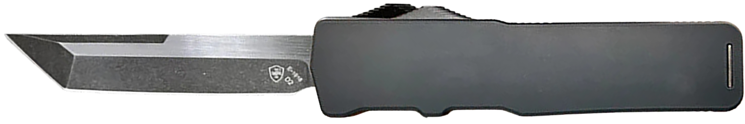 Templar Knife Excalibur Premium LW Large 3.55" OTF Tanto Plain D2 Black Oxide Stonewashed Blade 5.25" Black Aluminum/Rubber Handle